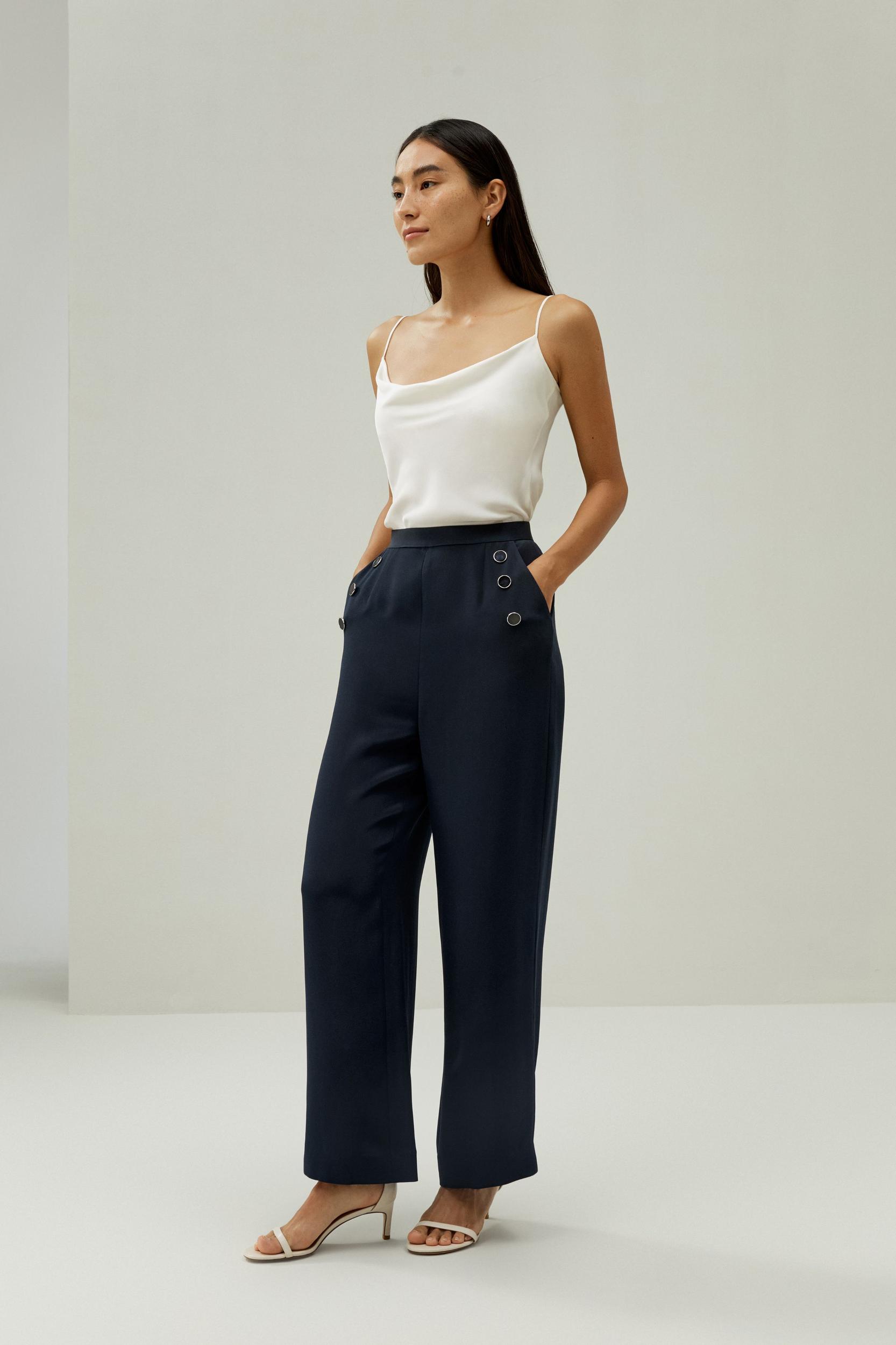 Nautical-Inspired Cropped Trousers Product Image