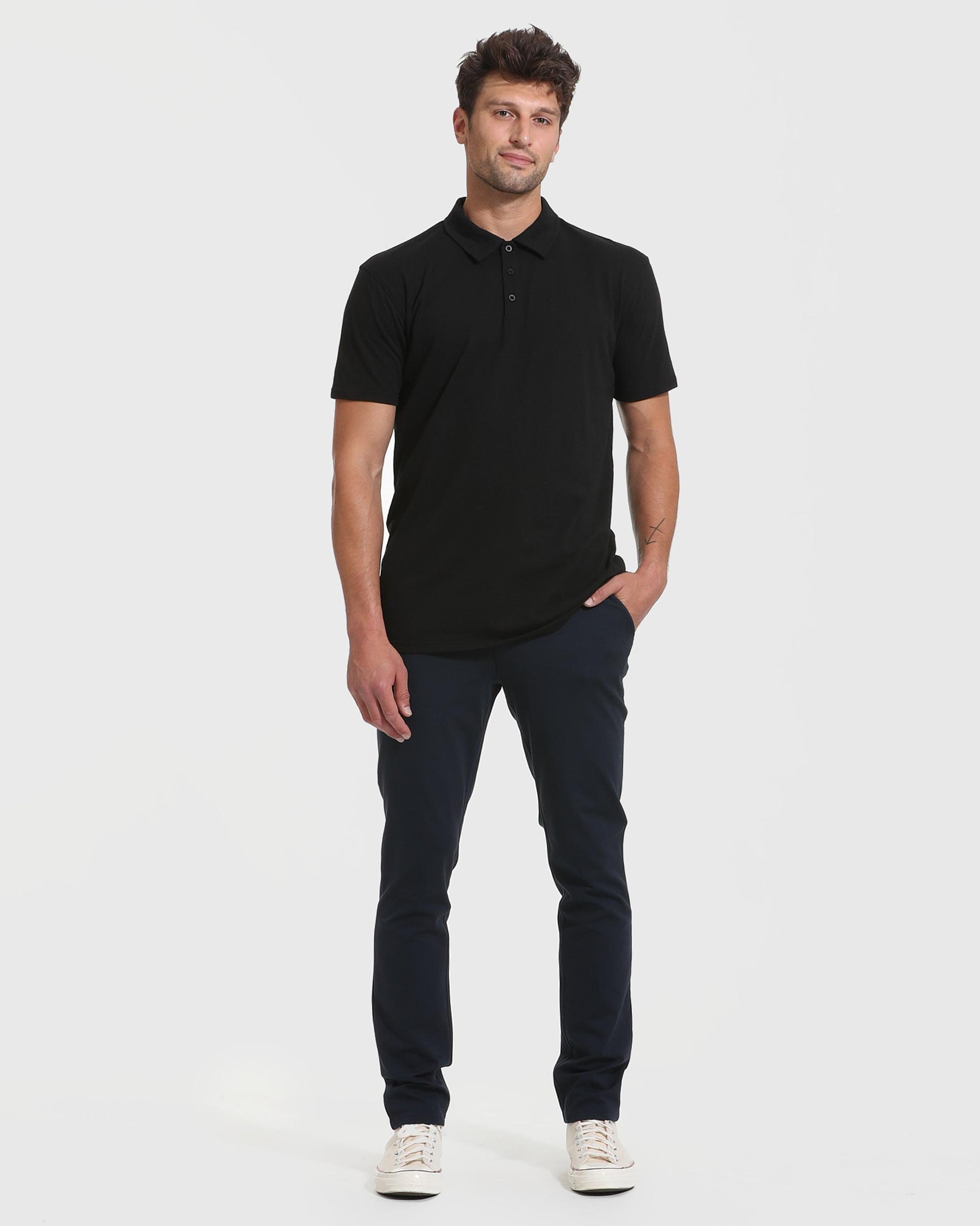 Black Short Sleeve Tall Polo Product Image