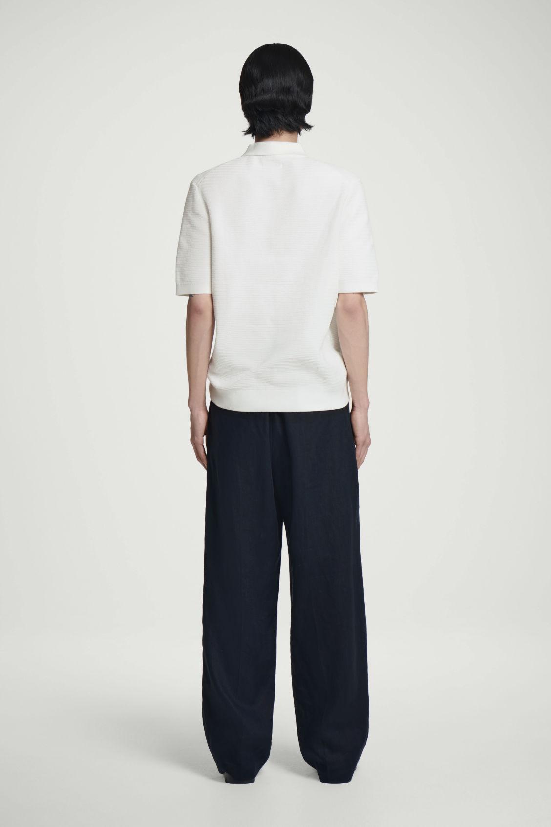 TEXTURED KNITTED COTTON POLO SHIRT Product Image