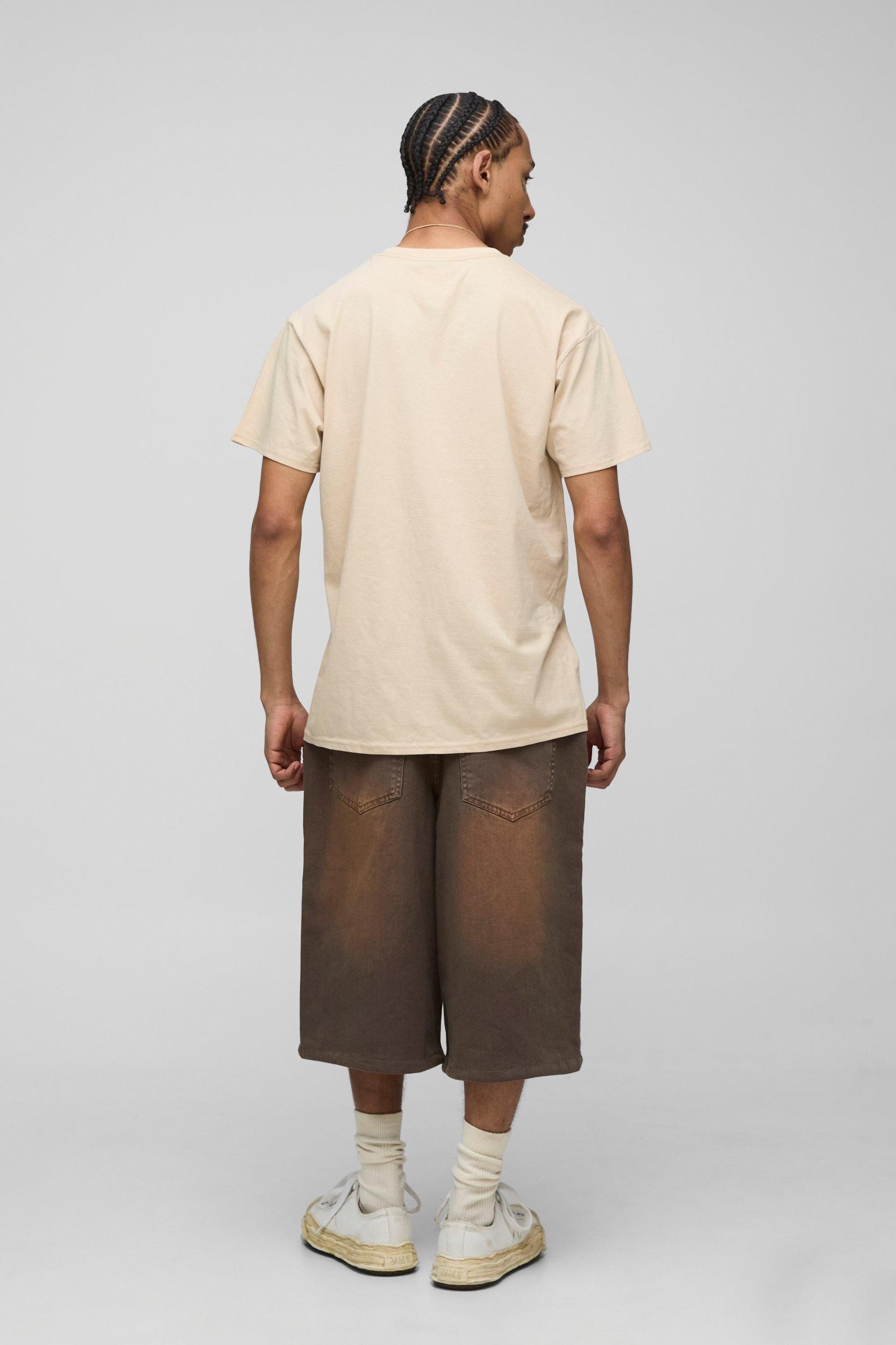 Sand Oversized Teddy Swims License Printed T-Shirt | boohooMAN USA Product Image