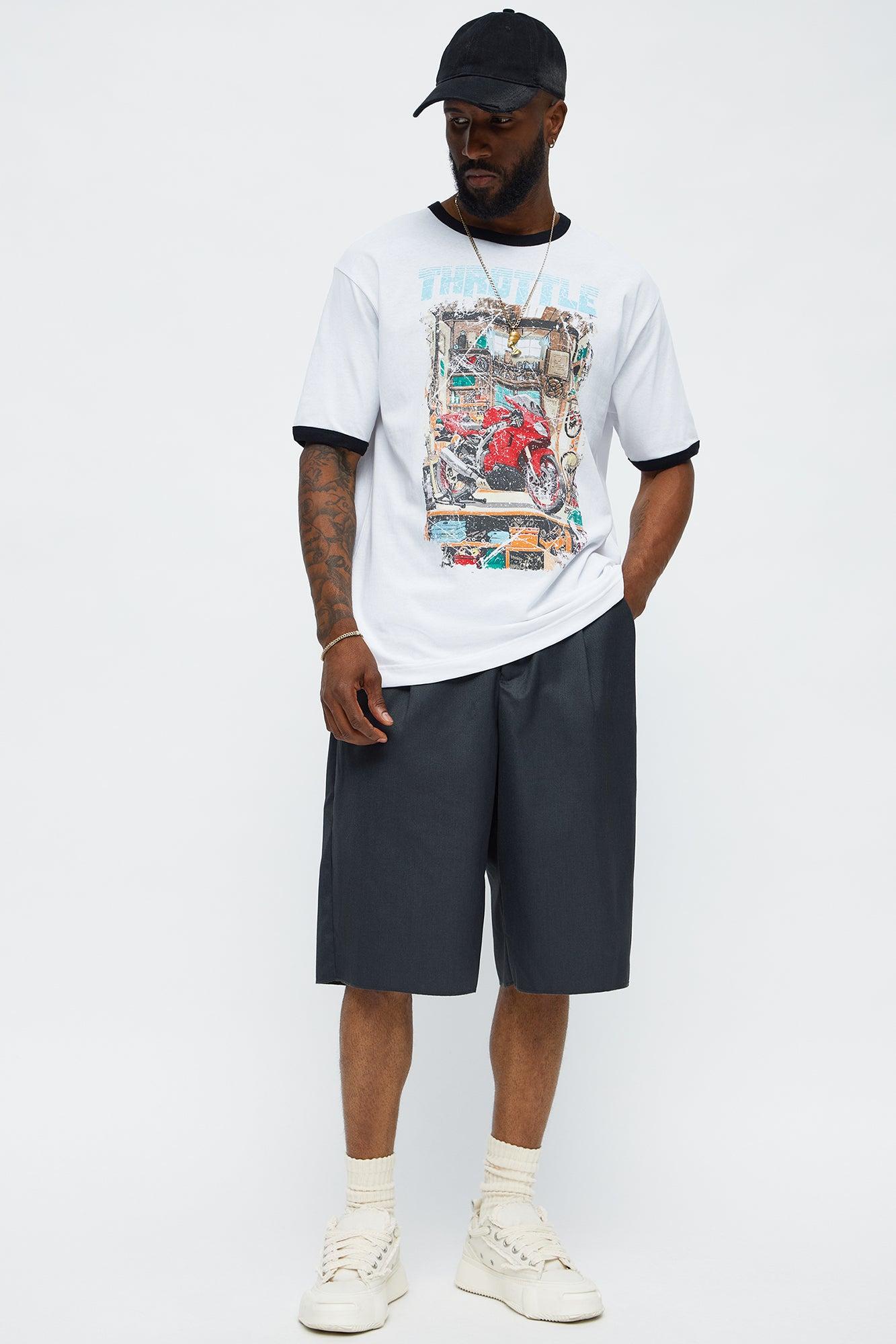 Full Throttle Ringer Short Sleeve Tee - White/Black Male Product Image