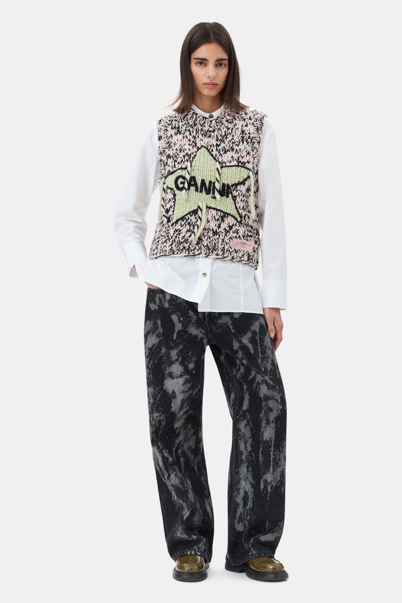 Pink Graphic Wool Handknit Vest Product Image