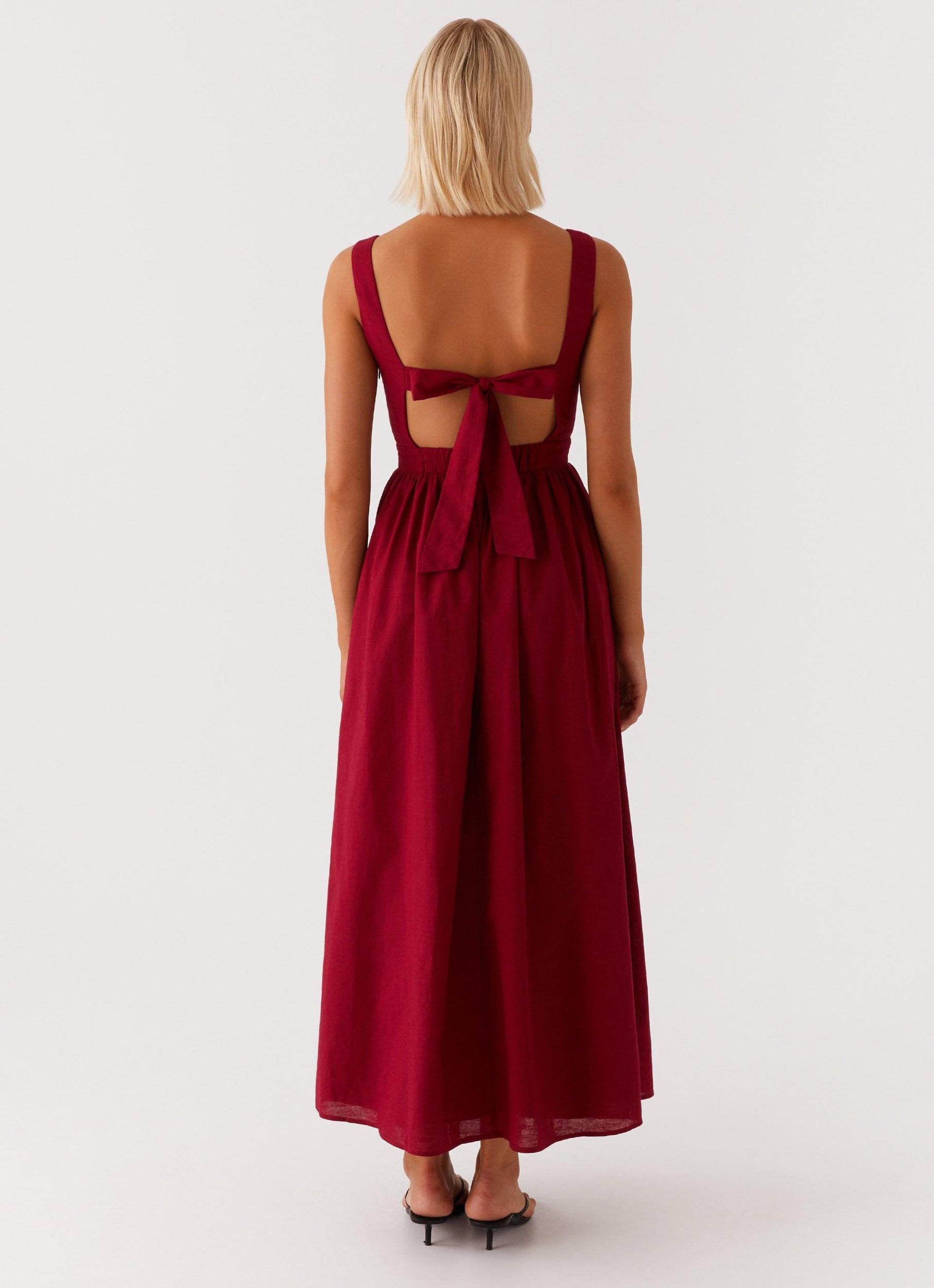Brylin Linen Midi Dress - Red Product Image