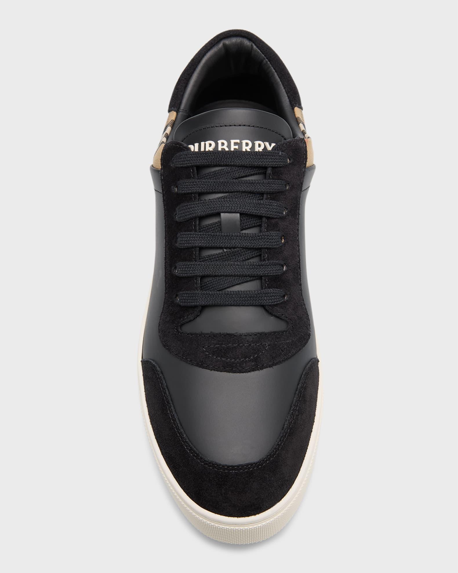 Mens Stevie Check Leather & Canvas Sneakers Product Image