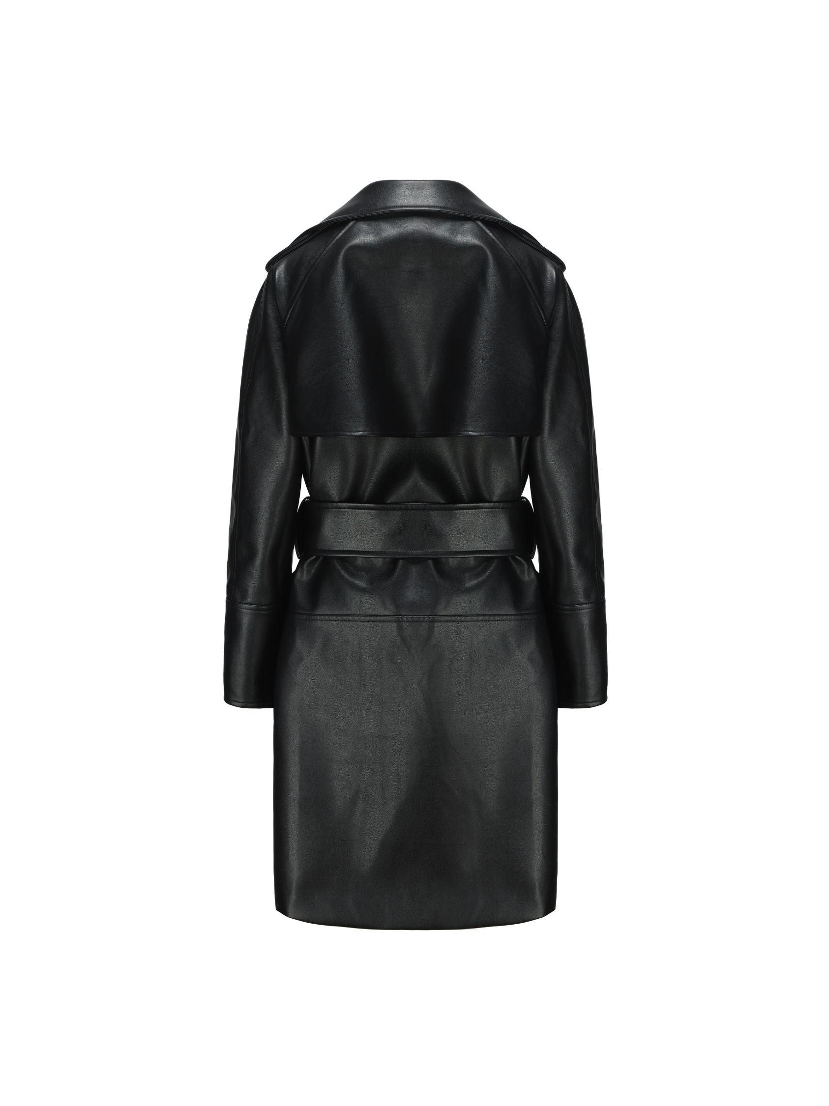 Keira Leather Trench Coat (Black) (Final Sale) Product Image