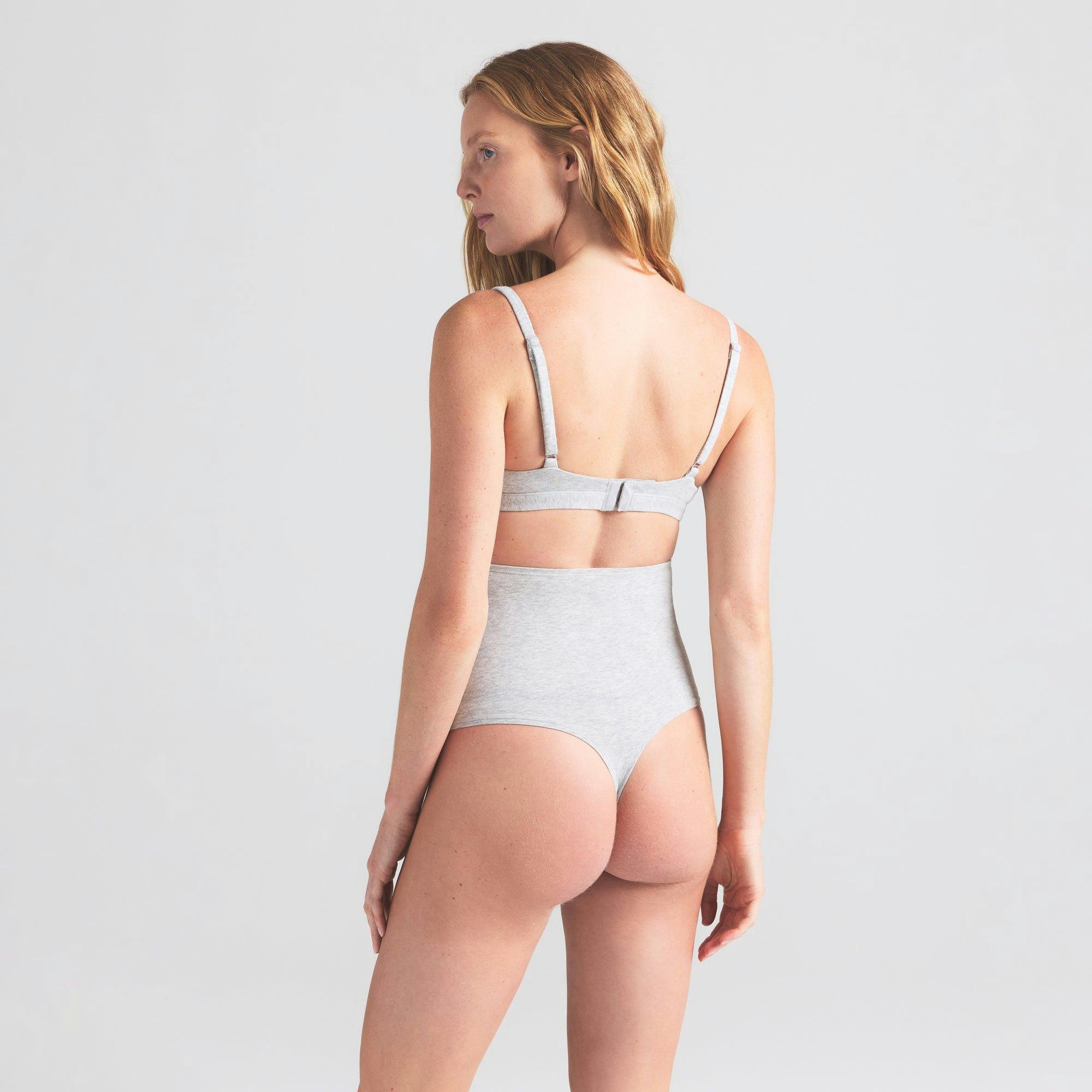 COTTON JERSEY MATERNITY HIGH-WAISTED THONG | LIGHT HEATHER GREY Product Image