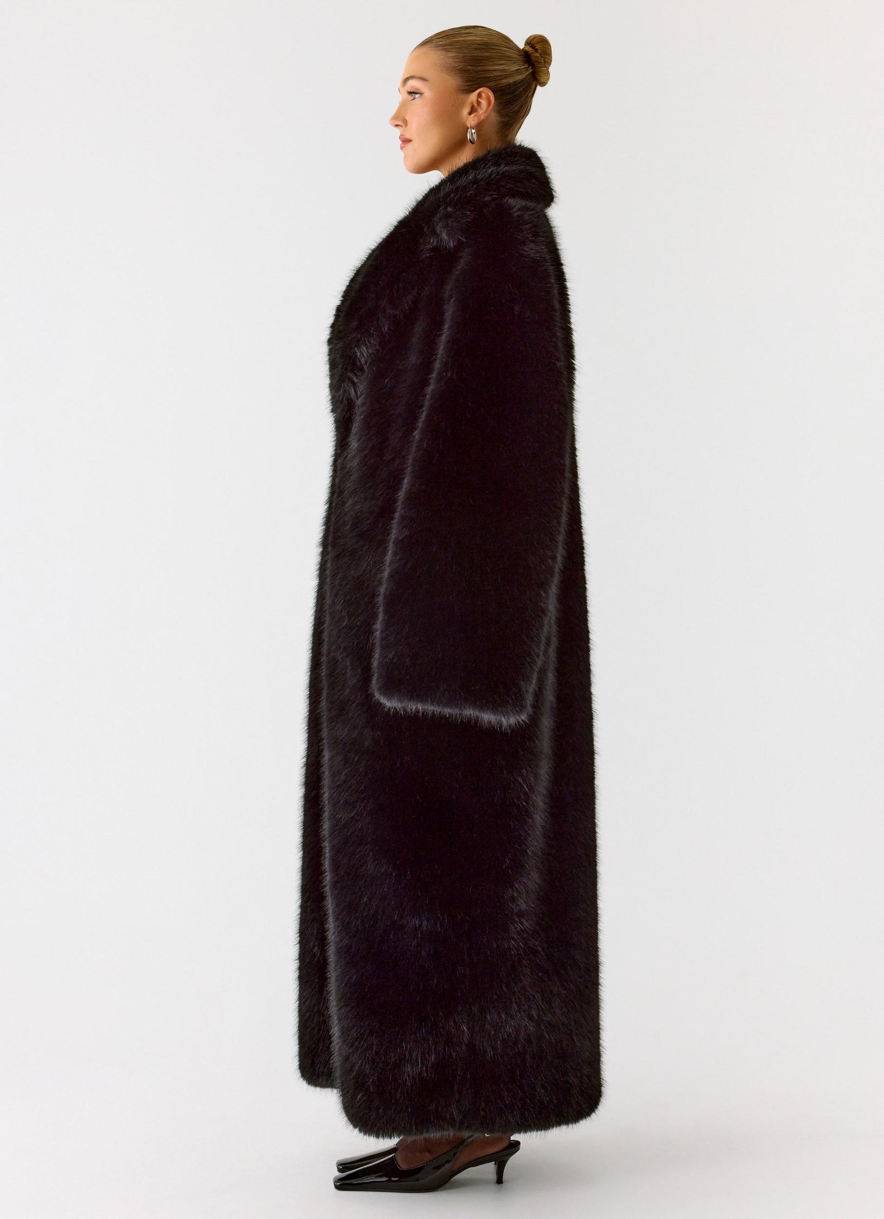 Kamil Faux Fur Maxi Coat - Black Product Image