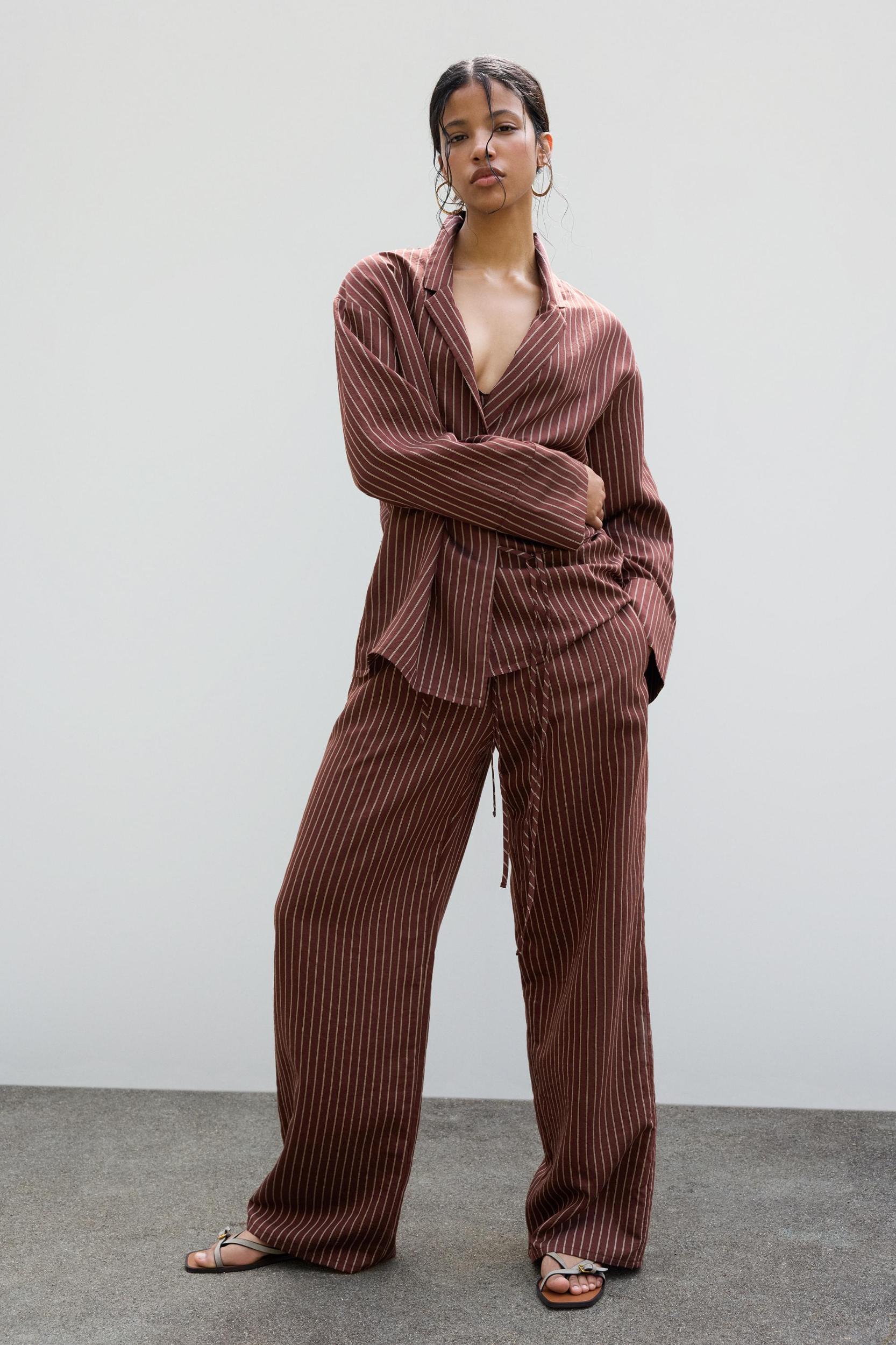 Striped shirt with tie detail Product Image