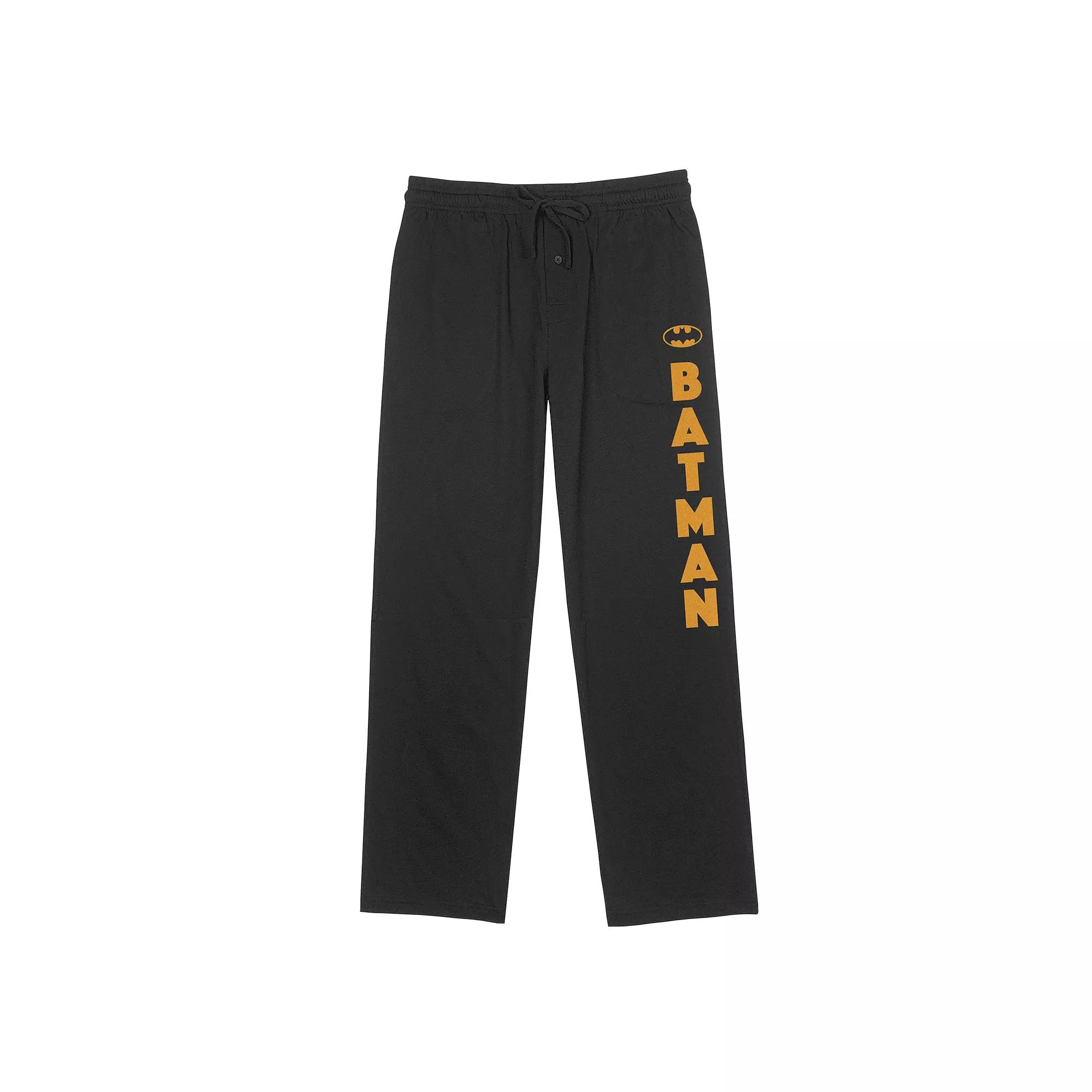 Men's Batman Bat Signal Vertical Name Pajama Pants, Size: Small, Black Product Image