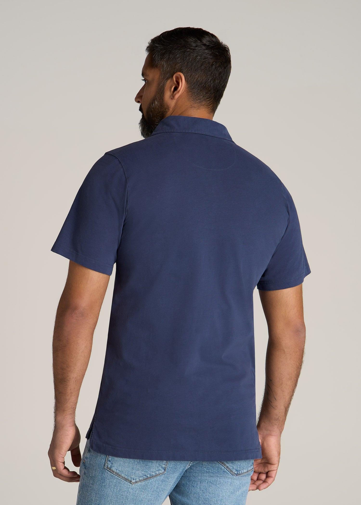 LJ&S Ultra Soft Short Sleeve Cotton Polo for Tall Men in Vintage Midnight Navy Male Product Image