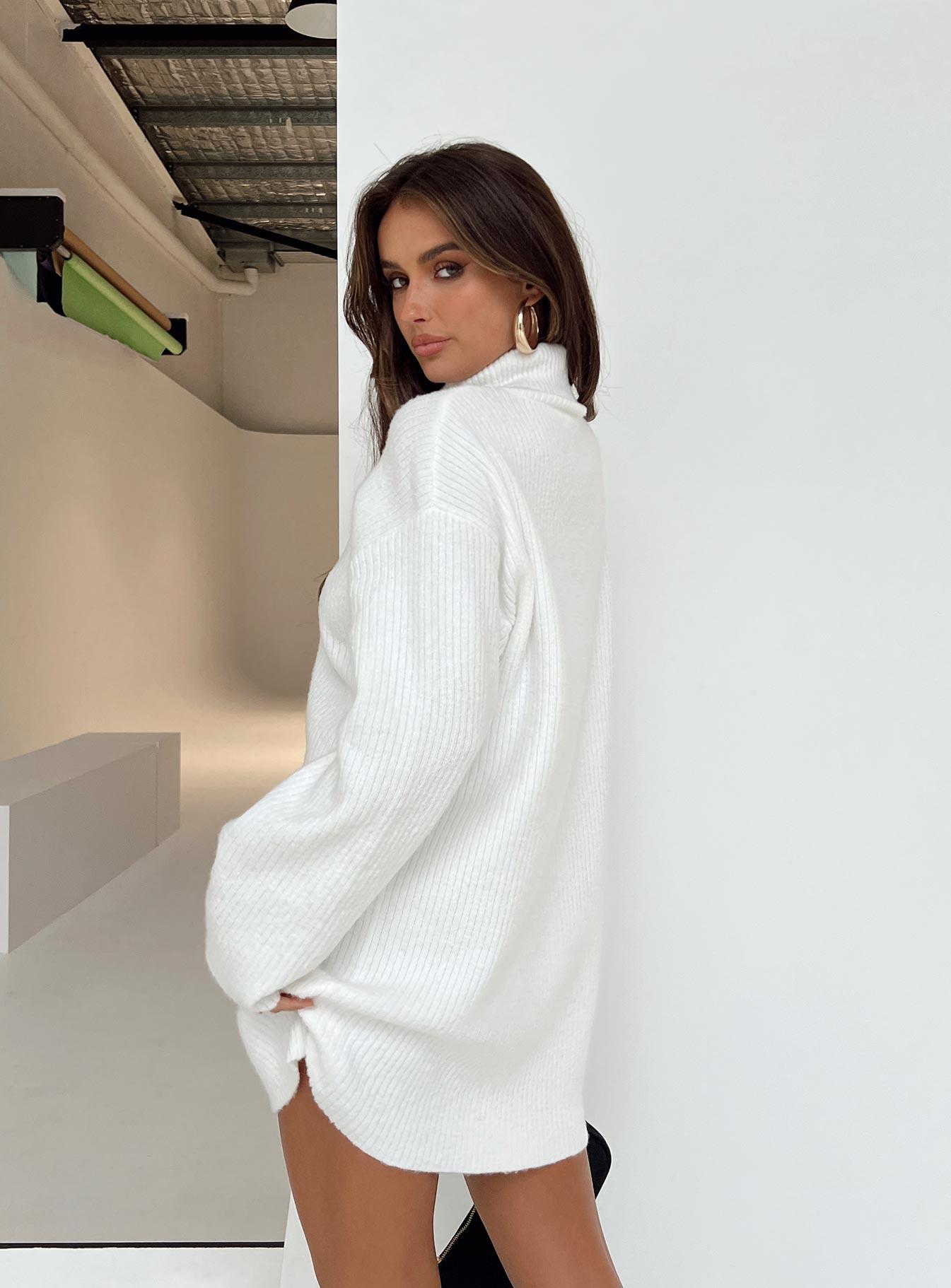 Sonelle Sweater Mini Dress White Product Image