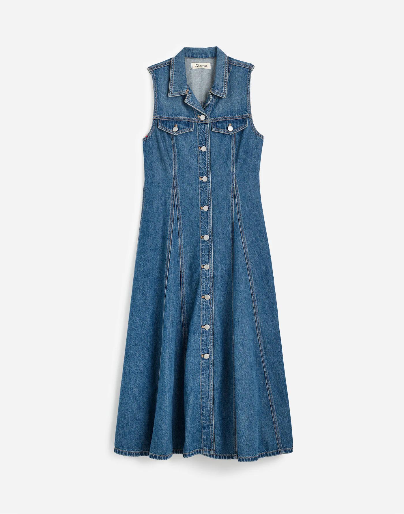 Pleated Midi Shirtdress in Billings Wash: Airy Denim Edition Product Image