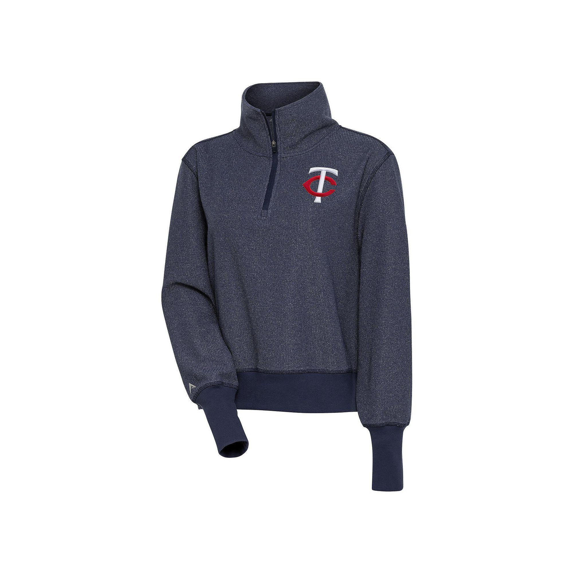 Women's Antigua  Heather Navy Minnesota Twins Upgrade Half-Zip Pullover Top, Size: Small, Blue Product Image