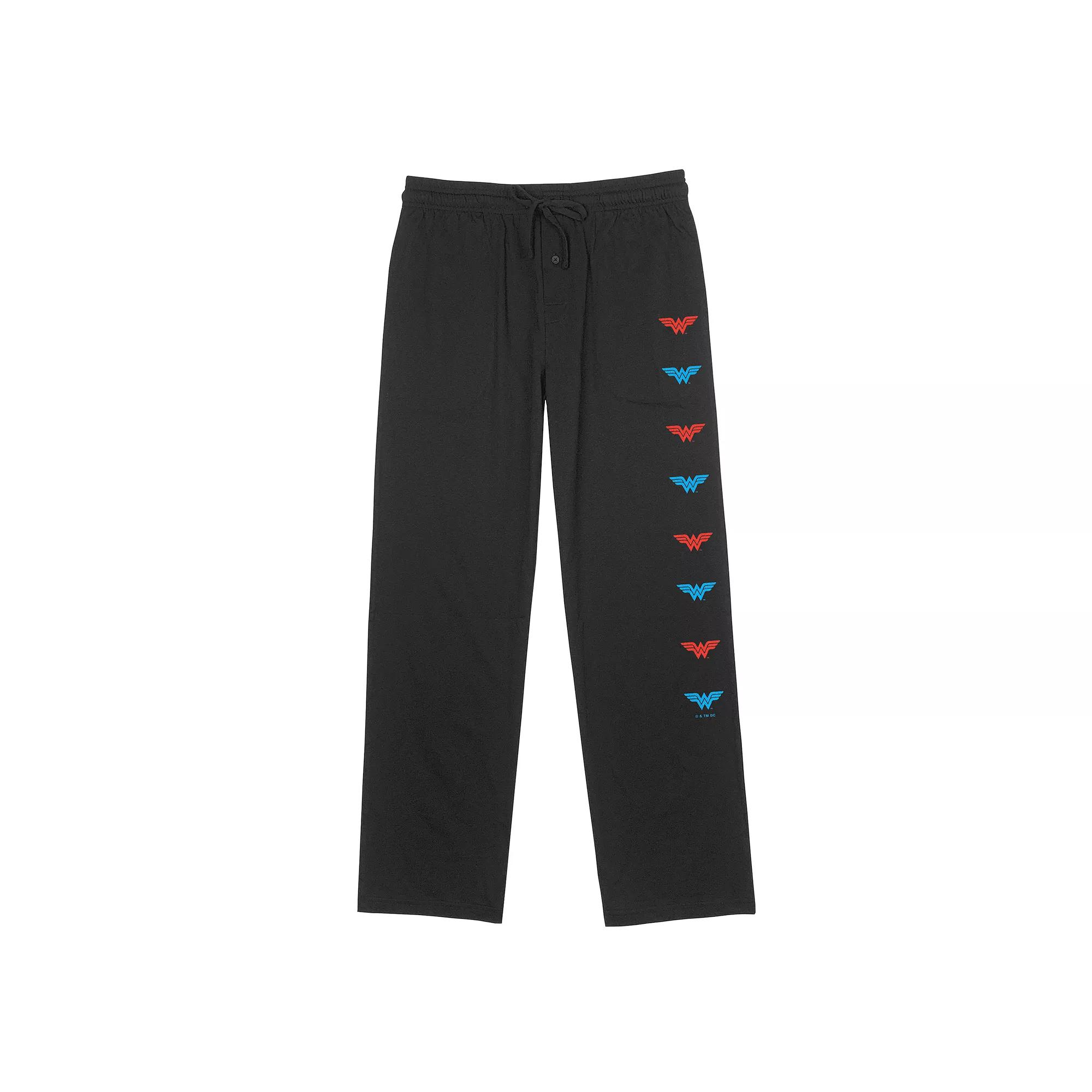 Men's Wonder Woman Vertical Emblems Pajama Pants, Size: Small, Black Product Image