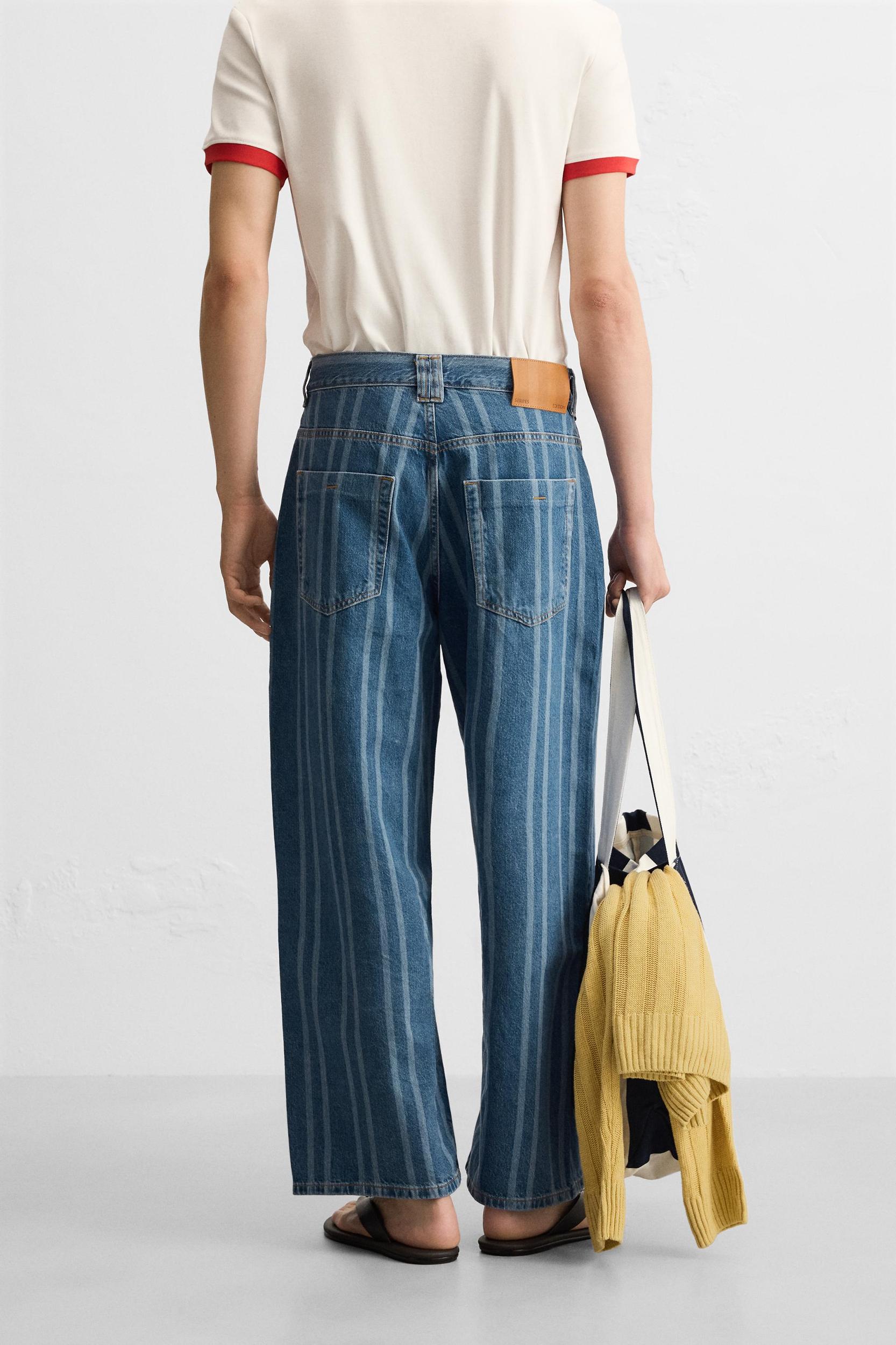STRIPED RELAXED FIT JEANS Product Image