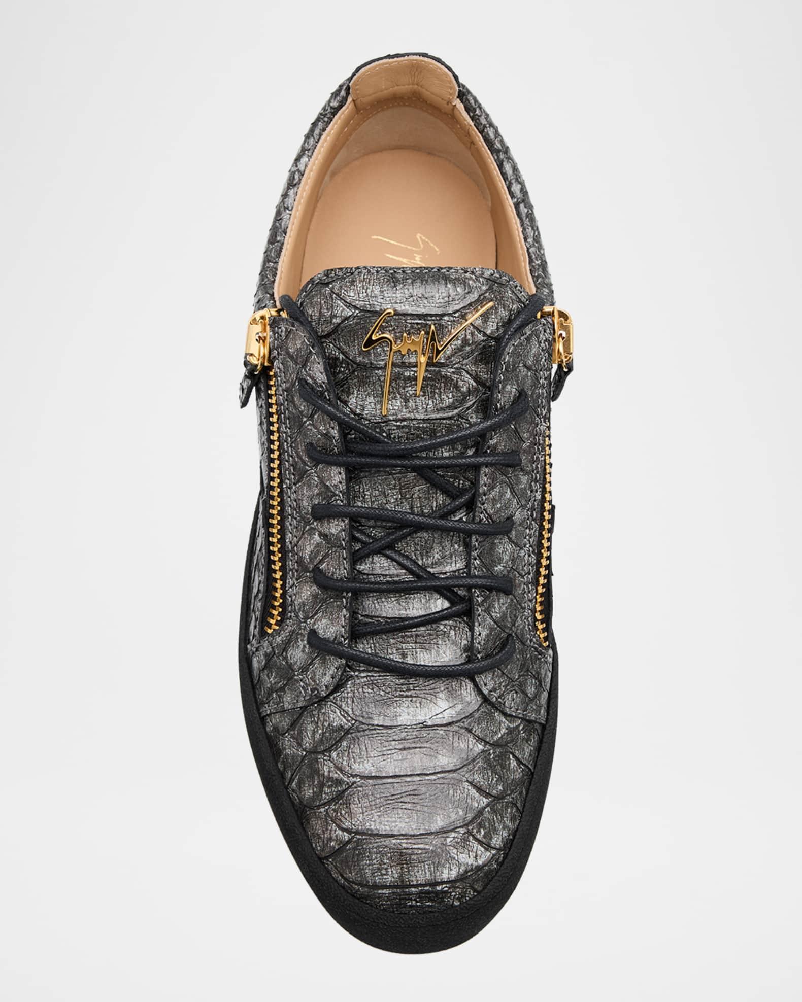 Men's GZ94 Metallic Croc-Print Leather Low-Top Sneakers Product Image