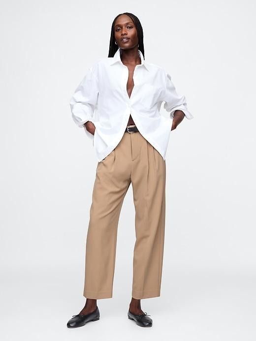 365 High Rise Brushed Twill Pleated Taper Trousers Product Image