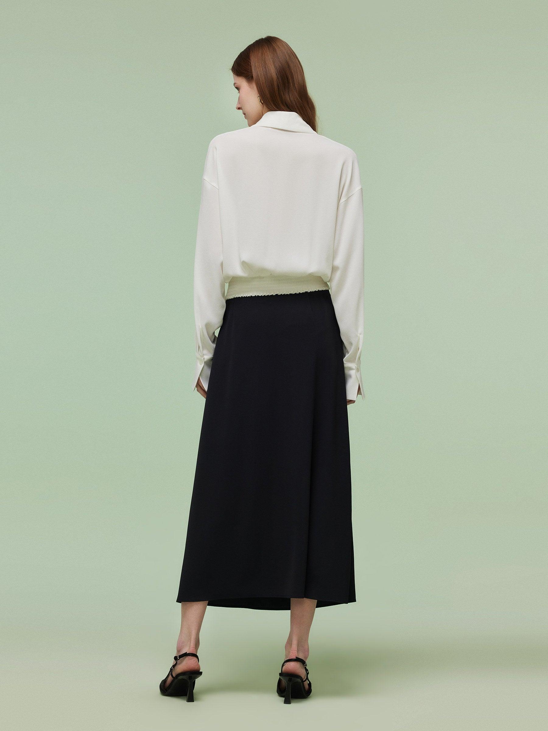 Acetate Blend Twist Front Blouse And Skirt Two-Piece Set Product Image