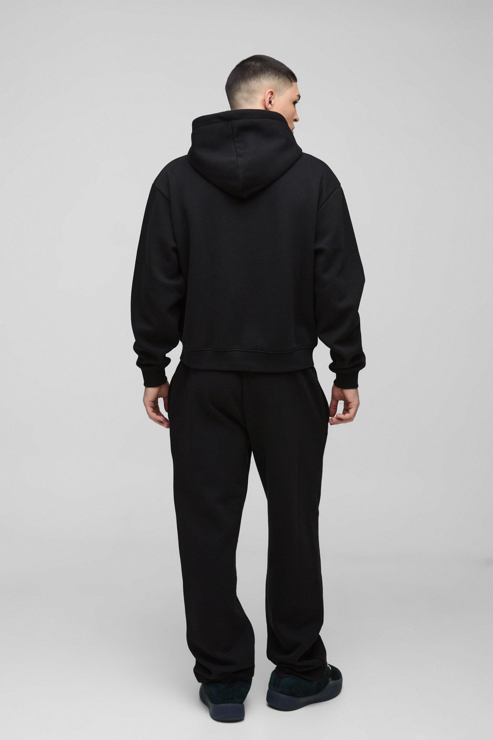 Oversized Boxy Official Tonal Print Zip Hooded Tracksuit | boohooMAN USA Product Image