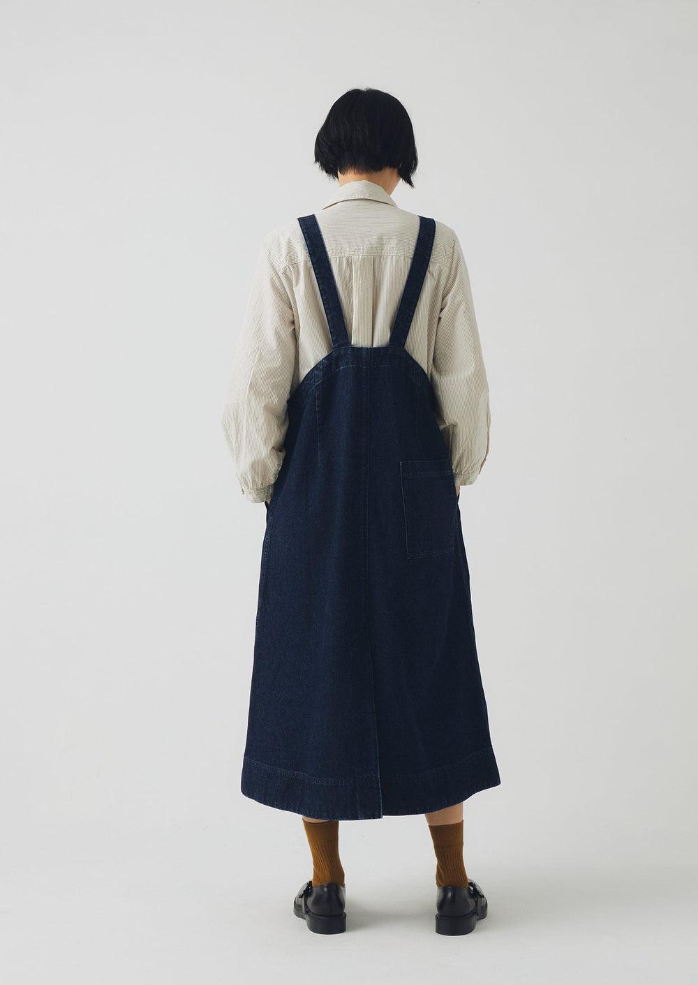 Patch Pocket Denim Dungaree Dress | Indigo Product Image