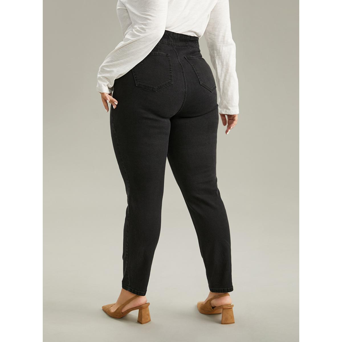 Plus Size Seam Detail Skinny Pocket Jeans Women DimGray Casual Plain Plain High stretch Pocket Jeans BloomChic 14/1X Product Image