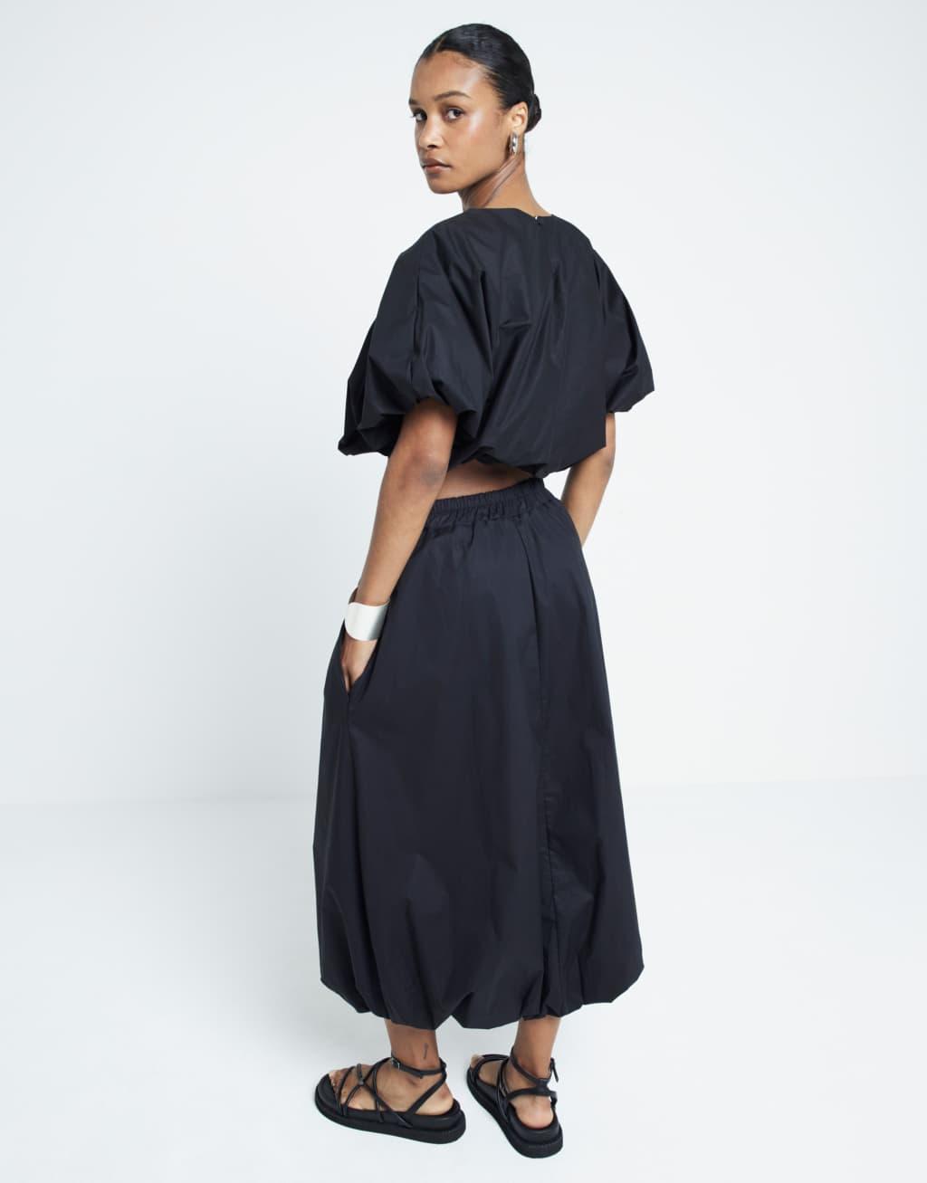 River Island bubble midi skirt in black Product Image