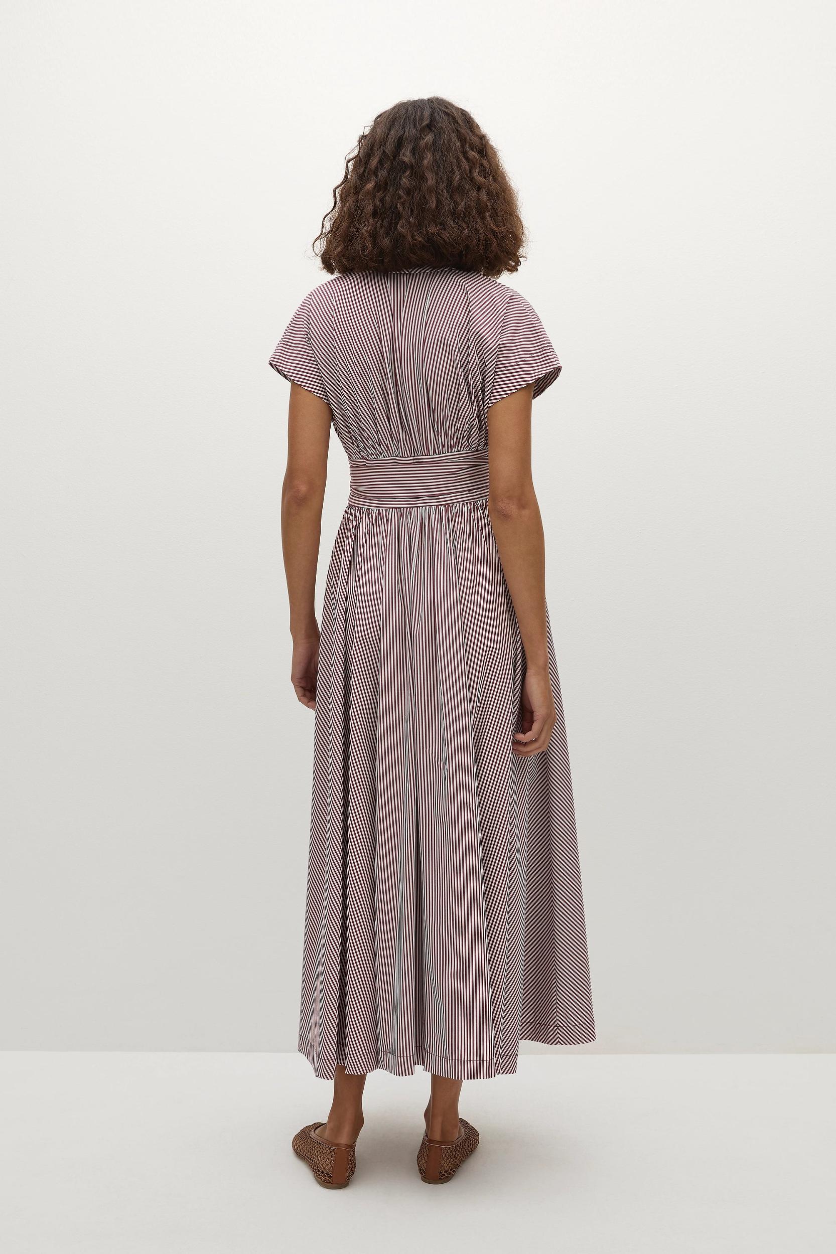 Janne Midi Dress Maia Stripe Burgundy - Final Sale Product Image