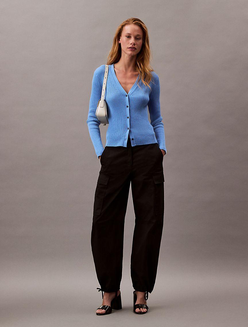 Smooth Cotton Rib Sweater Cardigan Product Image