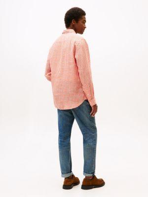 Regular Fit Gingham Linen Shirt Product Image