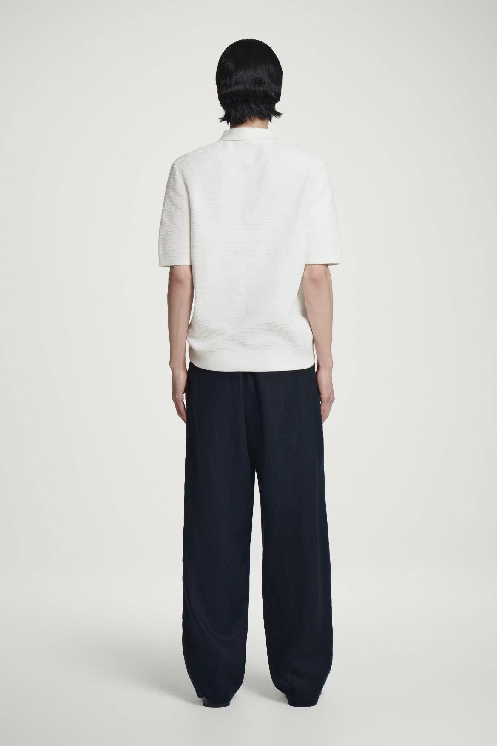 TEXTURED KNITTED COTTON POLO SHIRT Product Image