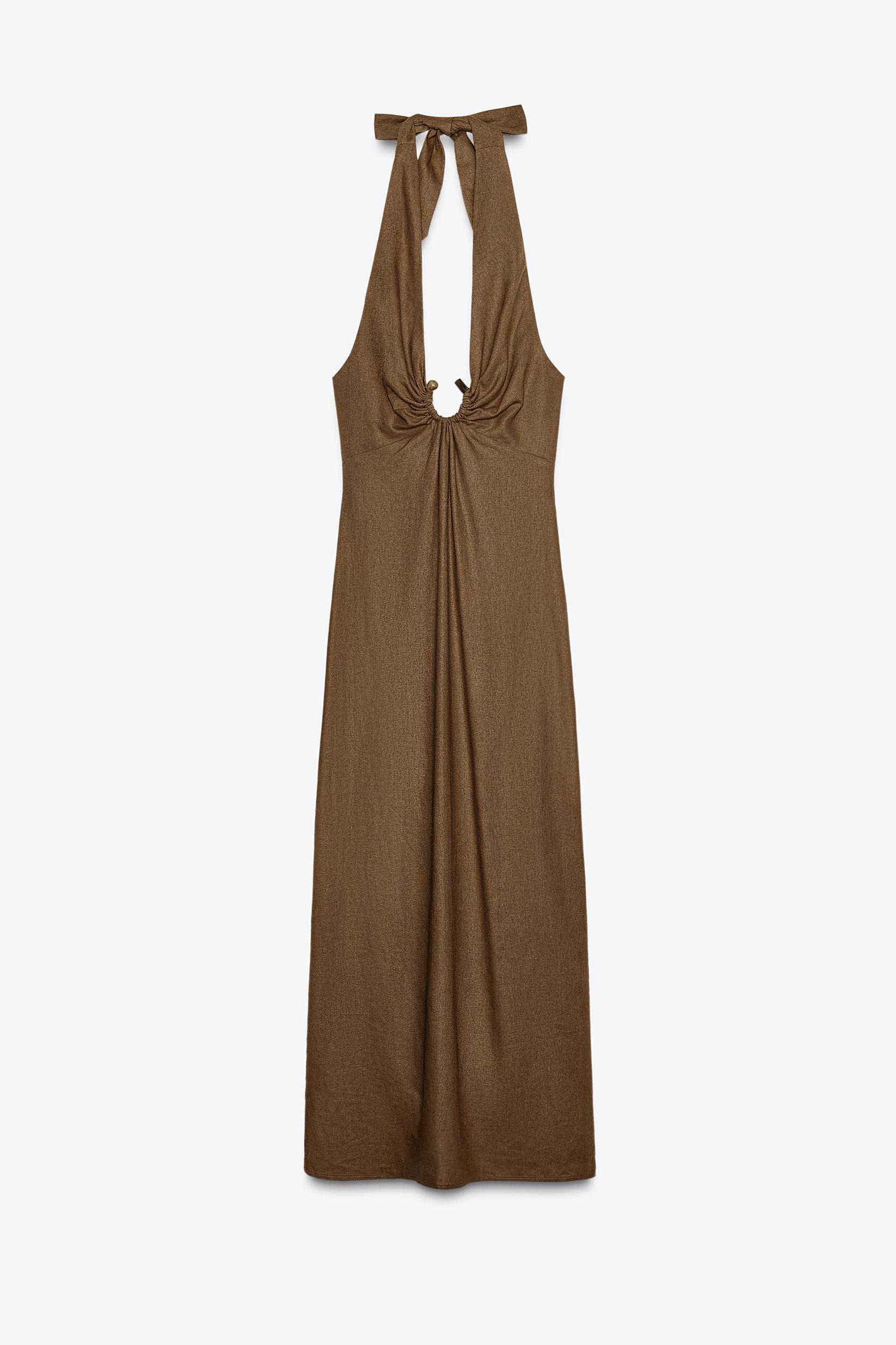 LINEN BUCKLE MIDI DRESS Product Image