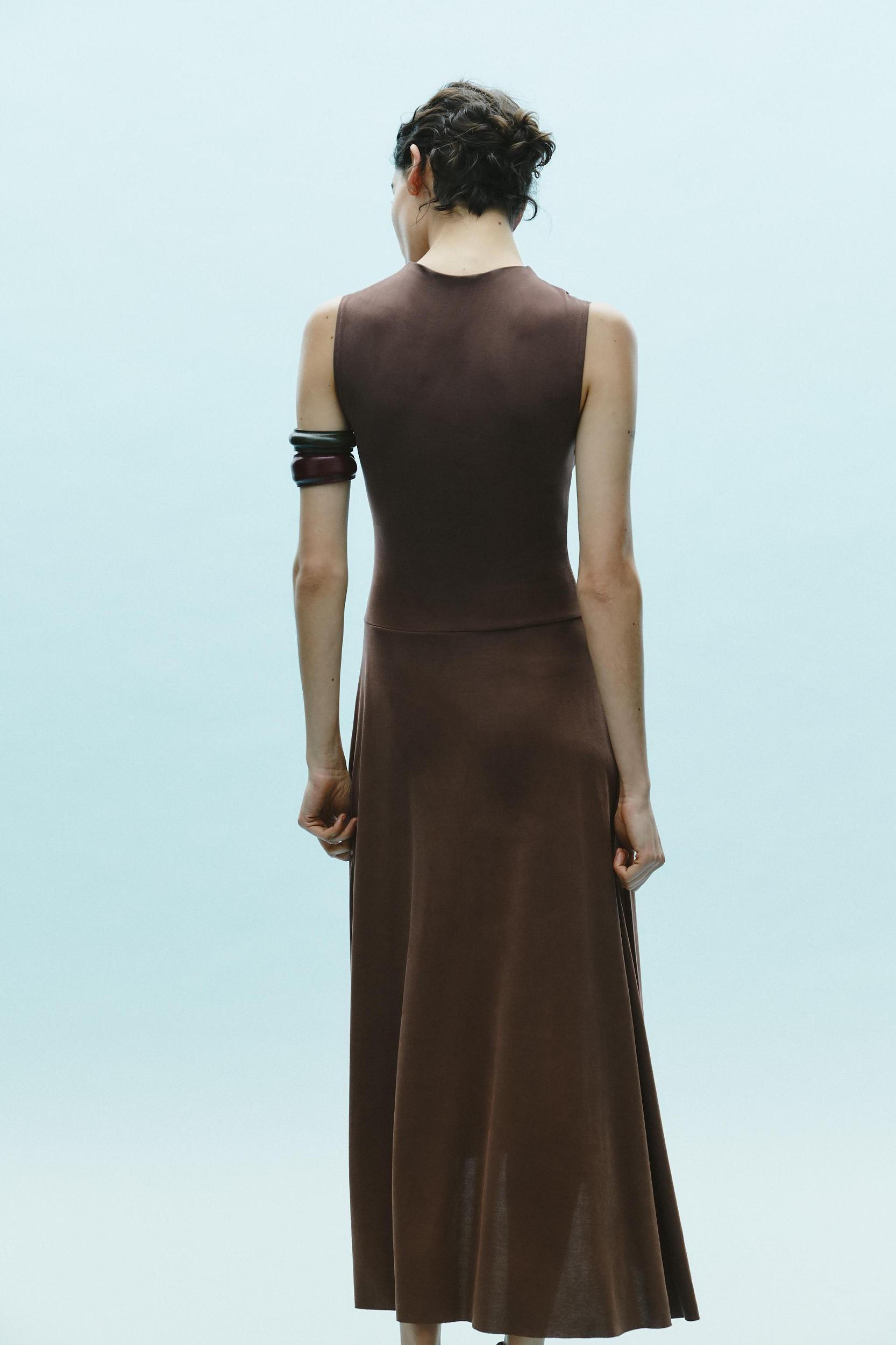 FLOWY FABRIC MIDI DRESS Product Image