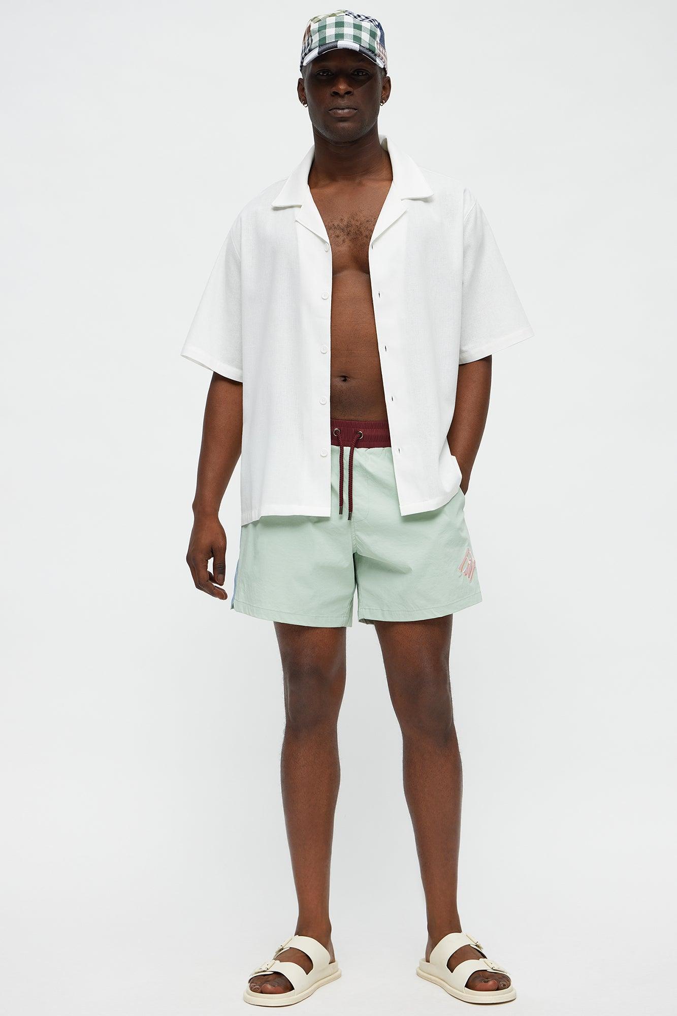 Chateau Essence Taped Swim Mid Trunk - Sage/combo Product Image