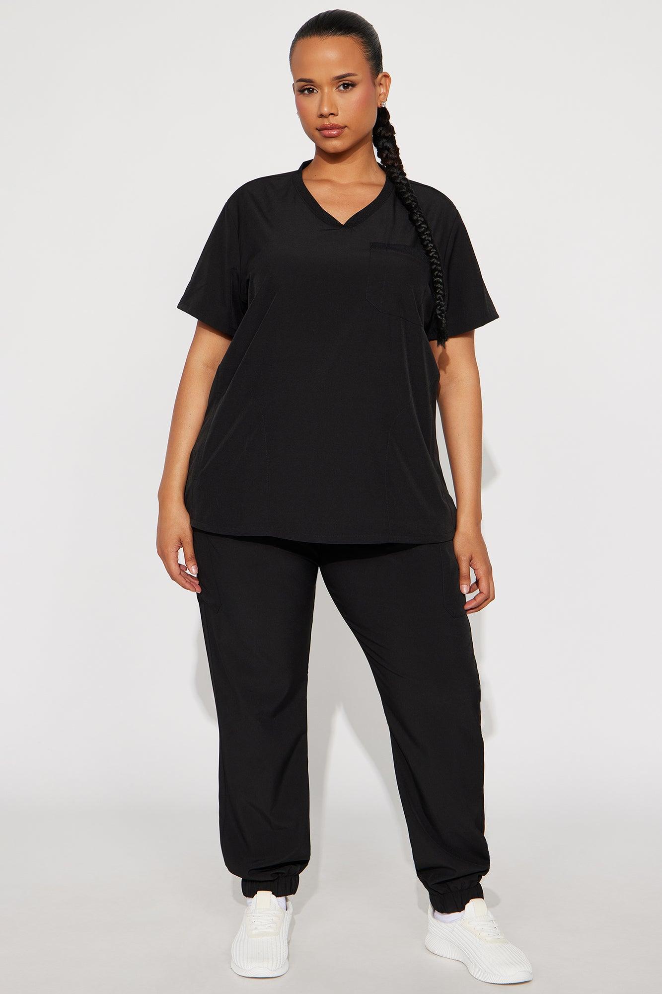 Daily Routine Stretch Uniform Scrub Jogger Set - Black Female Product Image