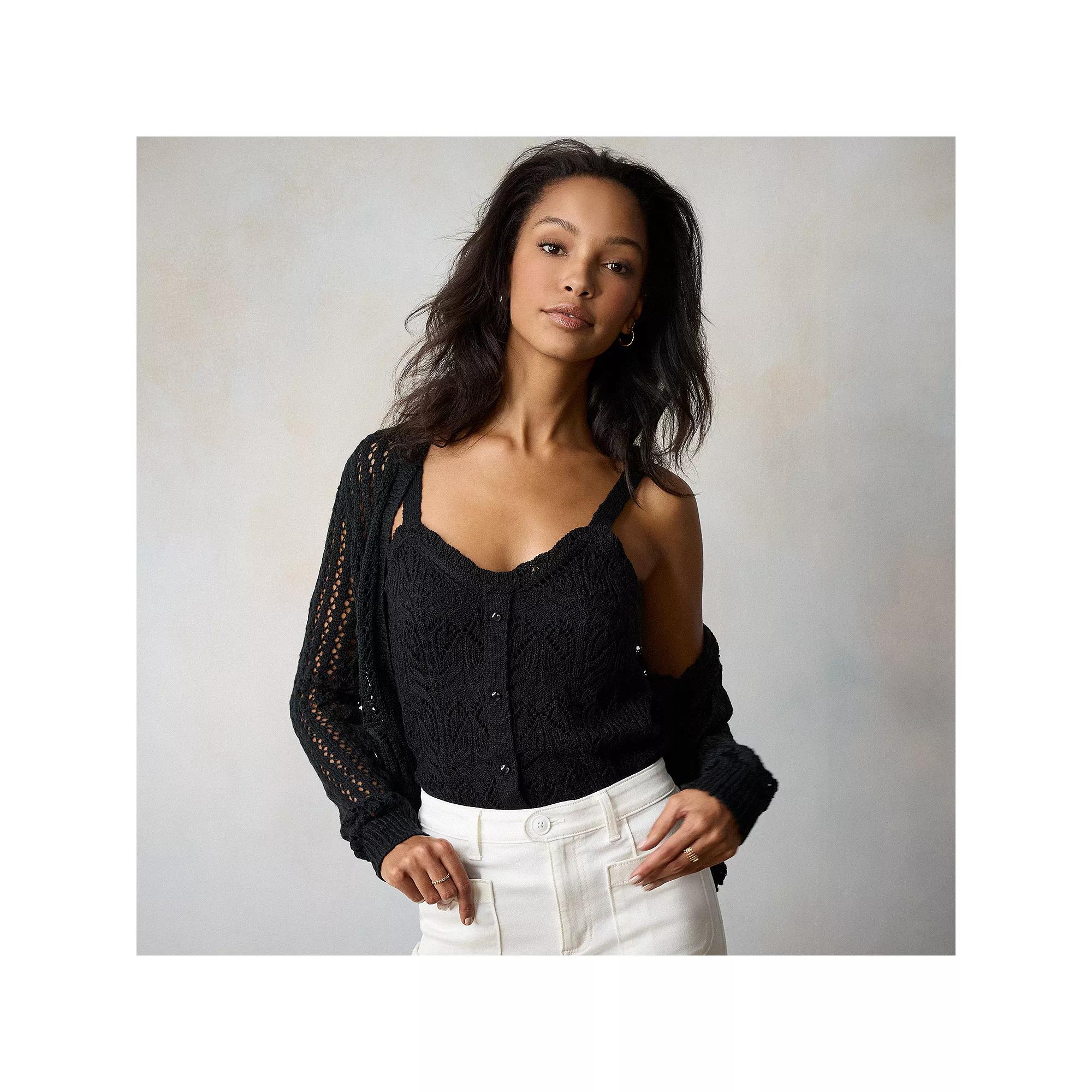 Women's LC Lauren Conrad Flounce Ruffle Cardigan,  Product Image