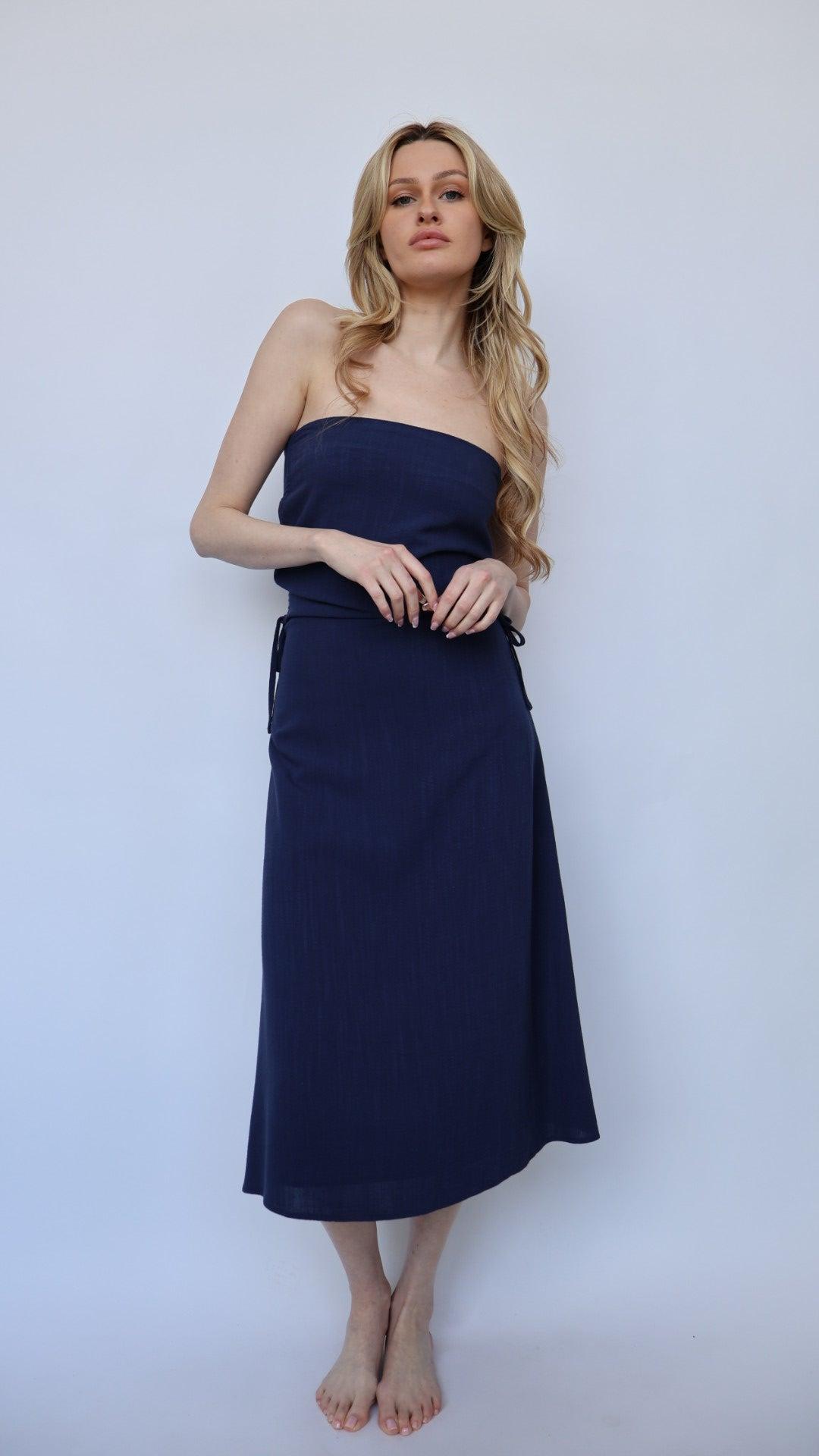 Side Ruched Tube Dress Product Image