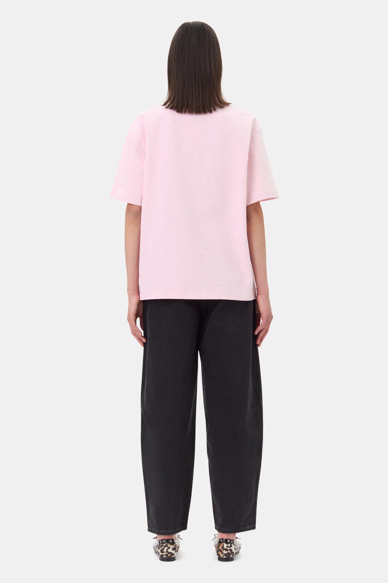 Pink Heavy Cotton Drop Shoulder Heart T-shirt Product Image