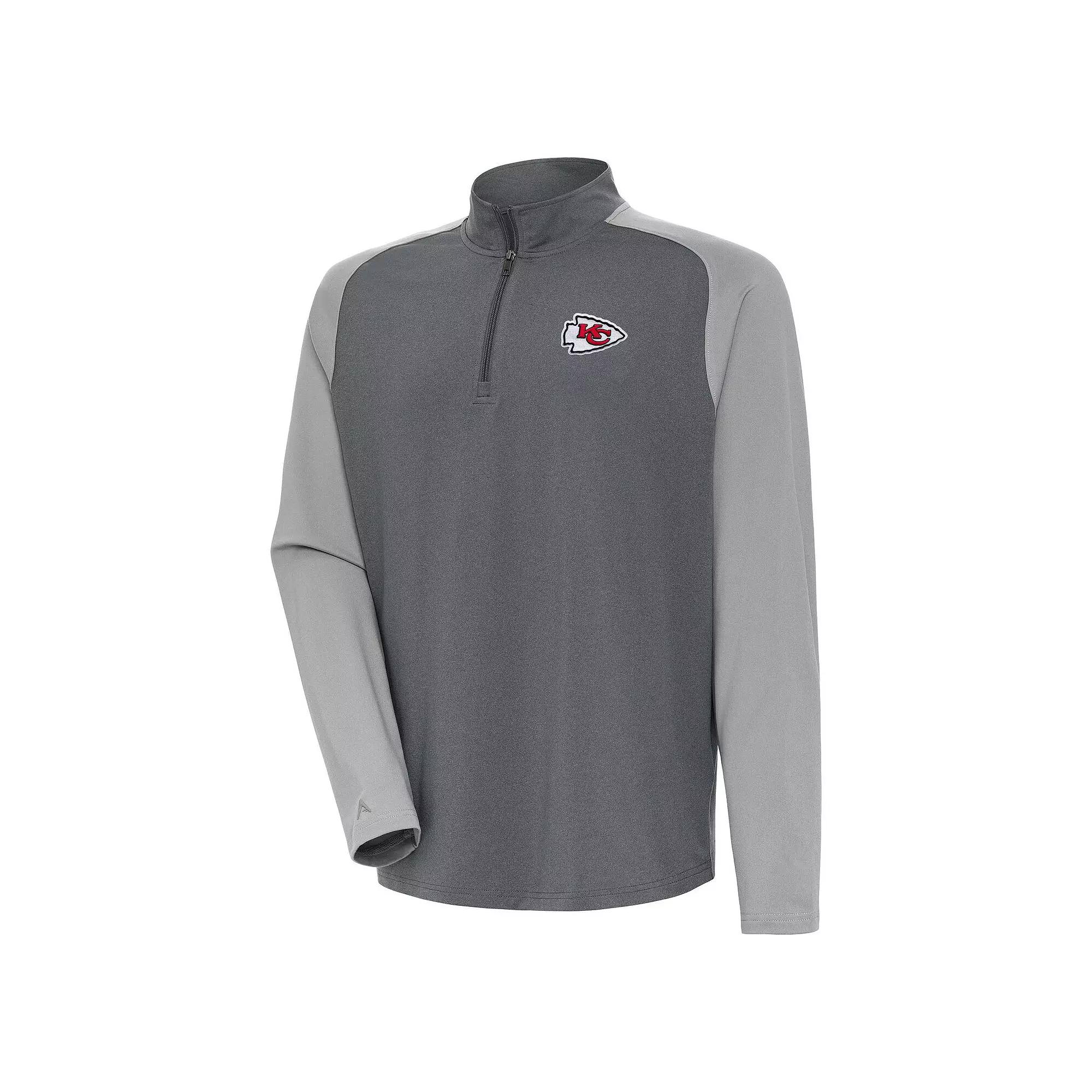 Men's Antigua Heather Gray/Gray Kansas City Chiefs Dauntless Quarter-Zip Top, Size: 3XL, Grey Product Image