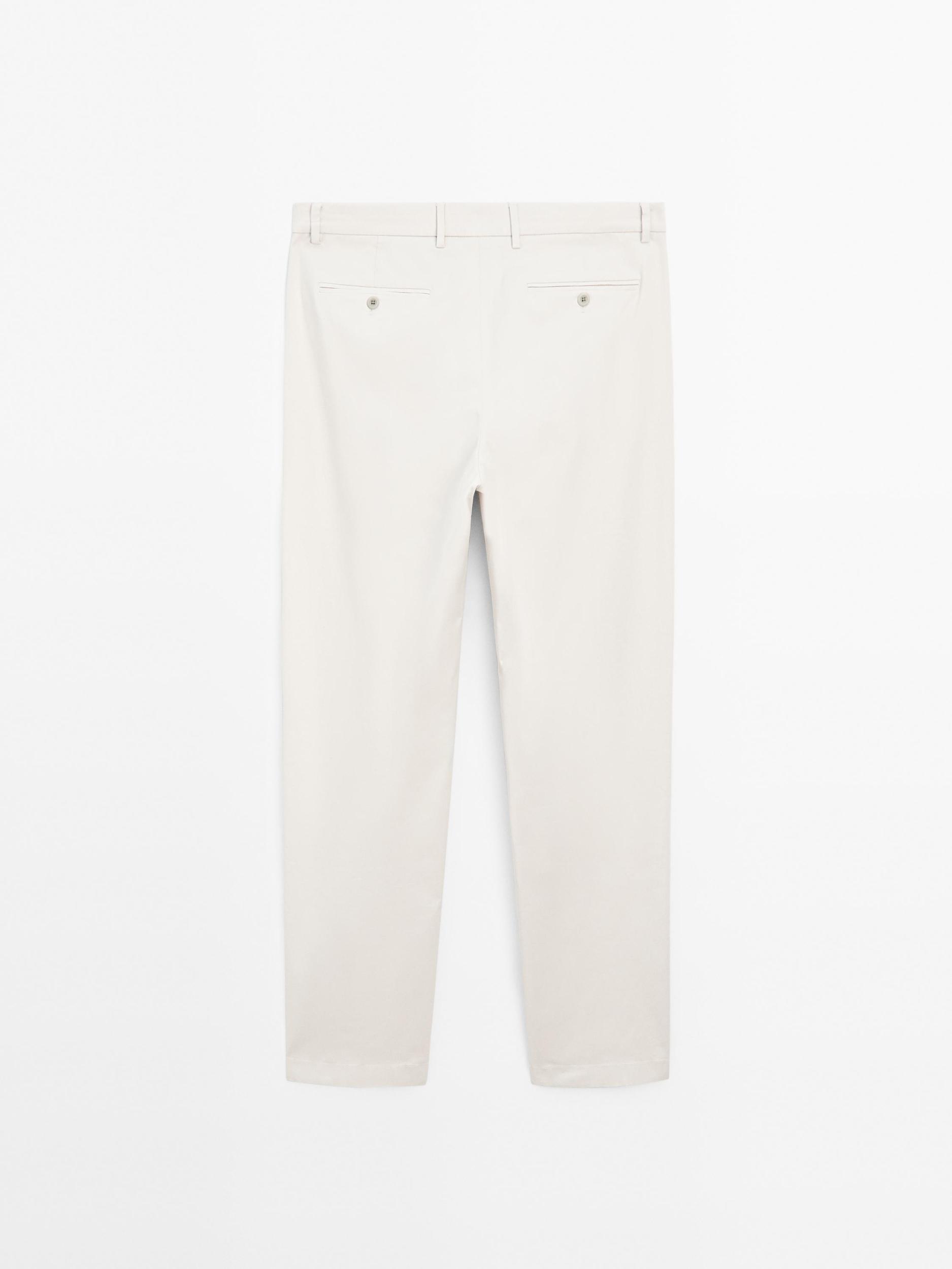 Cotton blend slim fit trousers Product Image