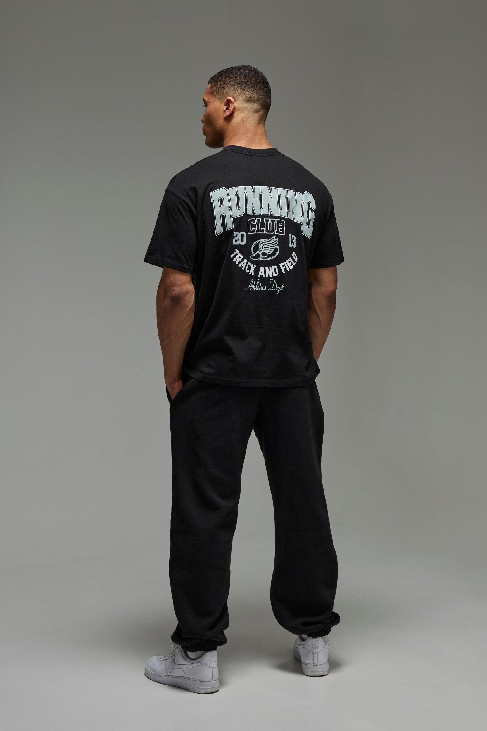 Man Active Running Club Oversized T-shirt | boohooMAN USA Product Image