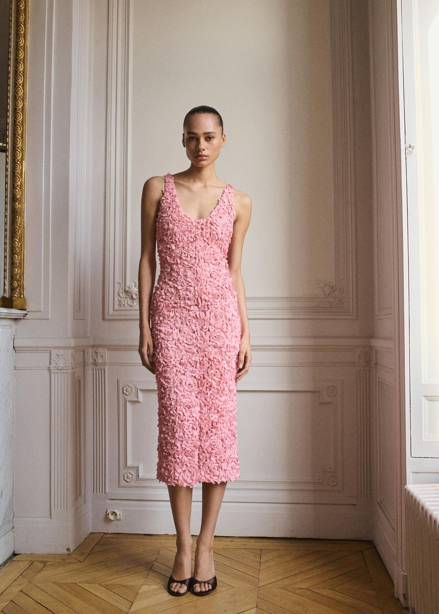 Tulle dress with embroidered flower - Women | MANGO USA Product Image