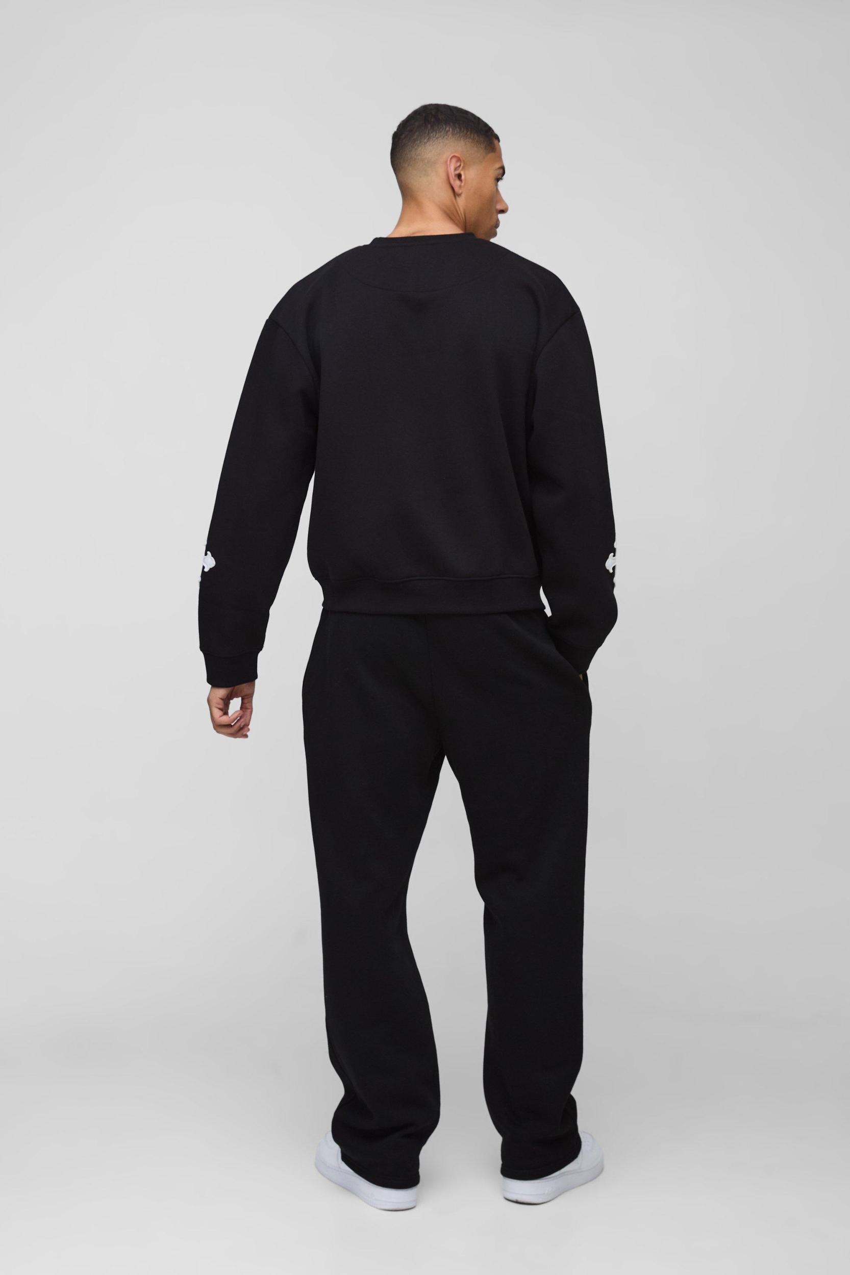 Oversized Boxy Gothic Cross Applique Sweatshirt | boohooMAN USA Product Image