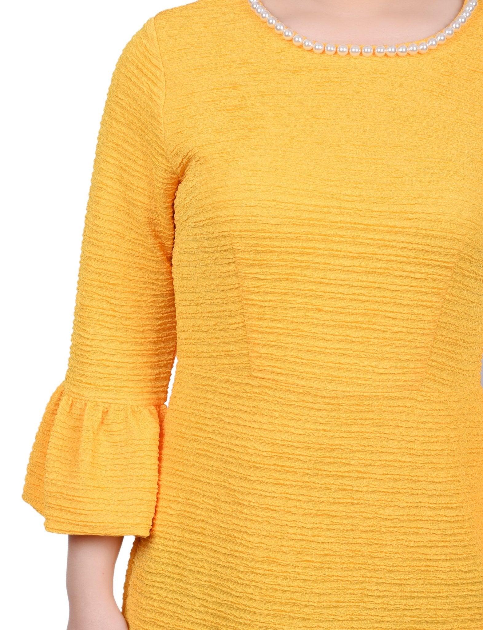 Navy 3/4 Length Pearl Detail Dress Product Image