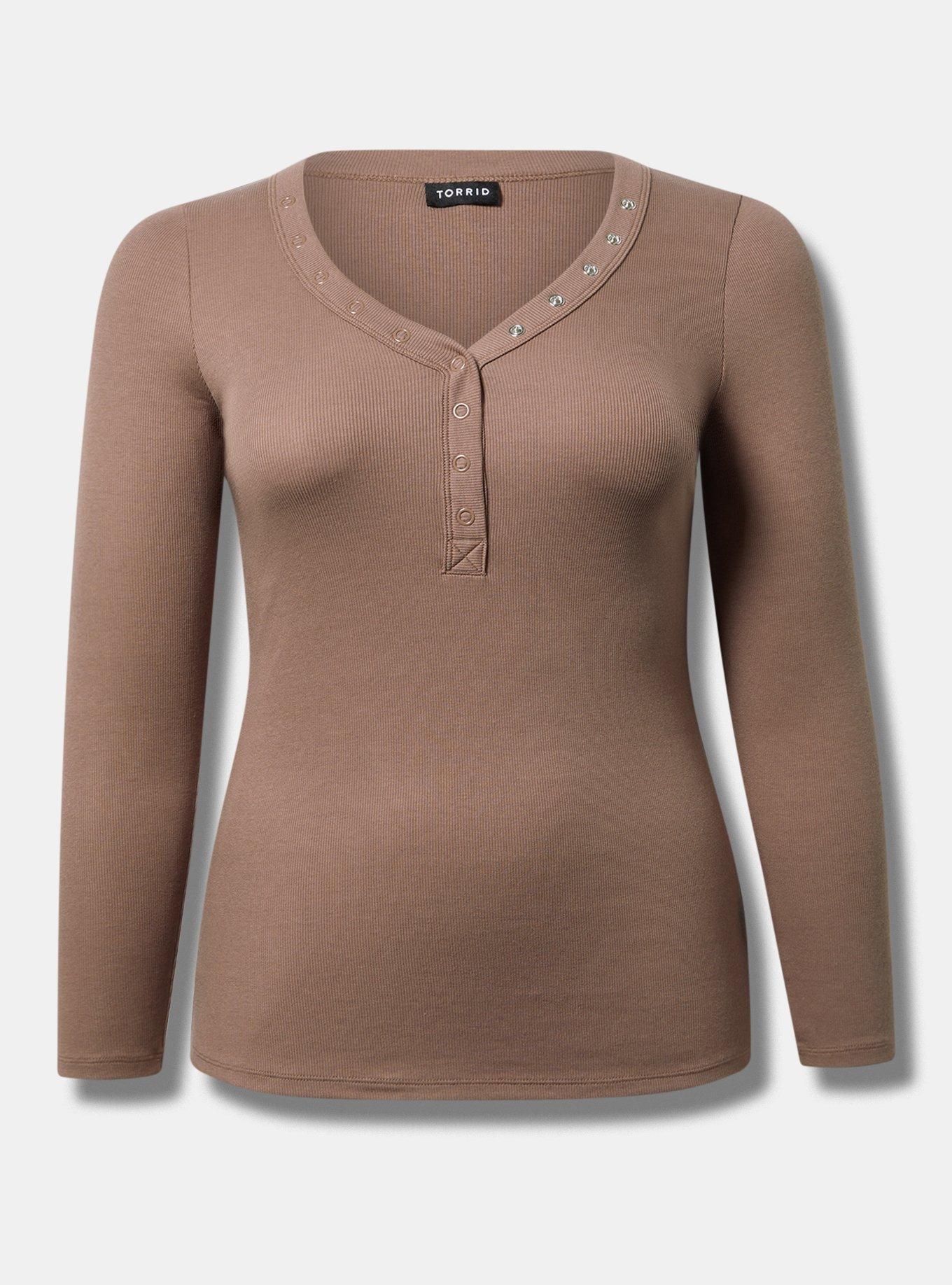 Ribbed V-Neck Long Sleeve Top Product Image