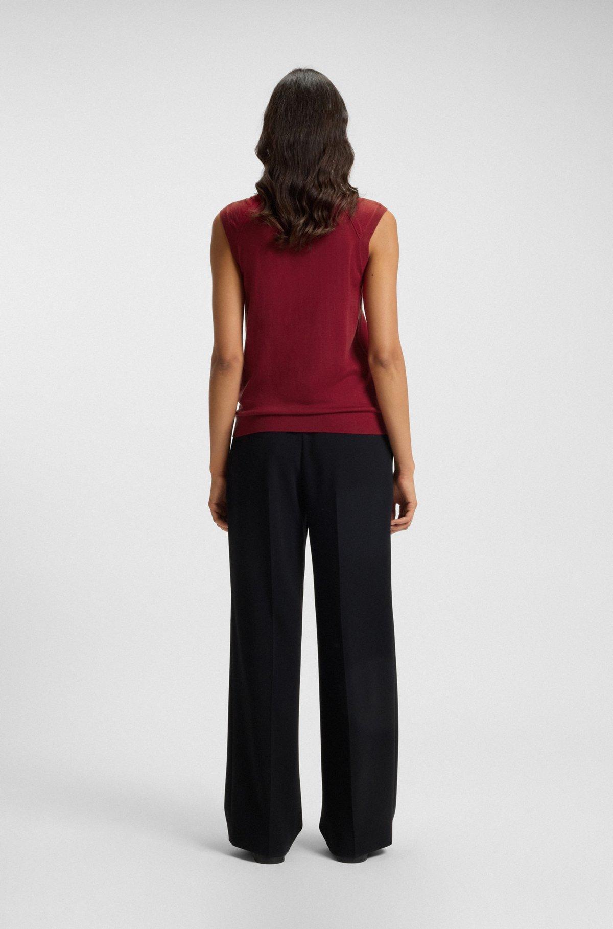 Sleeveless top in merino wool with mock neck Product Image