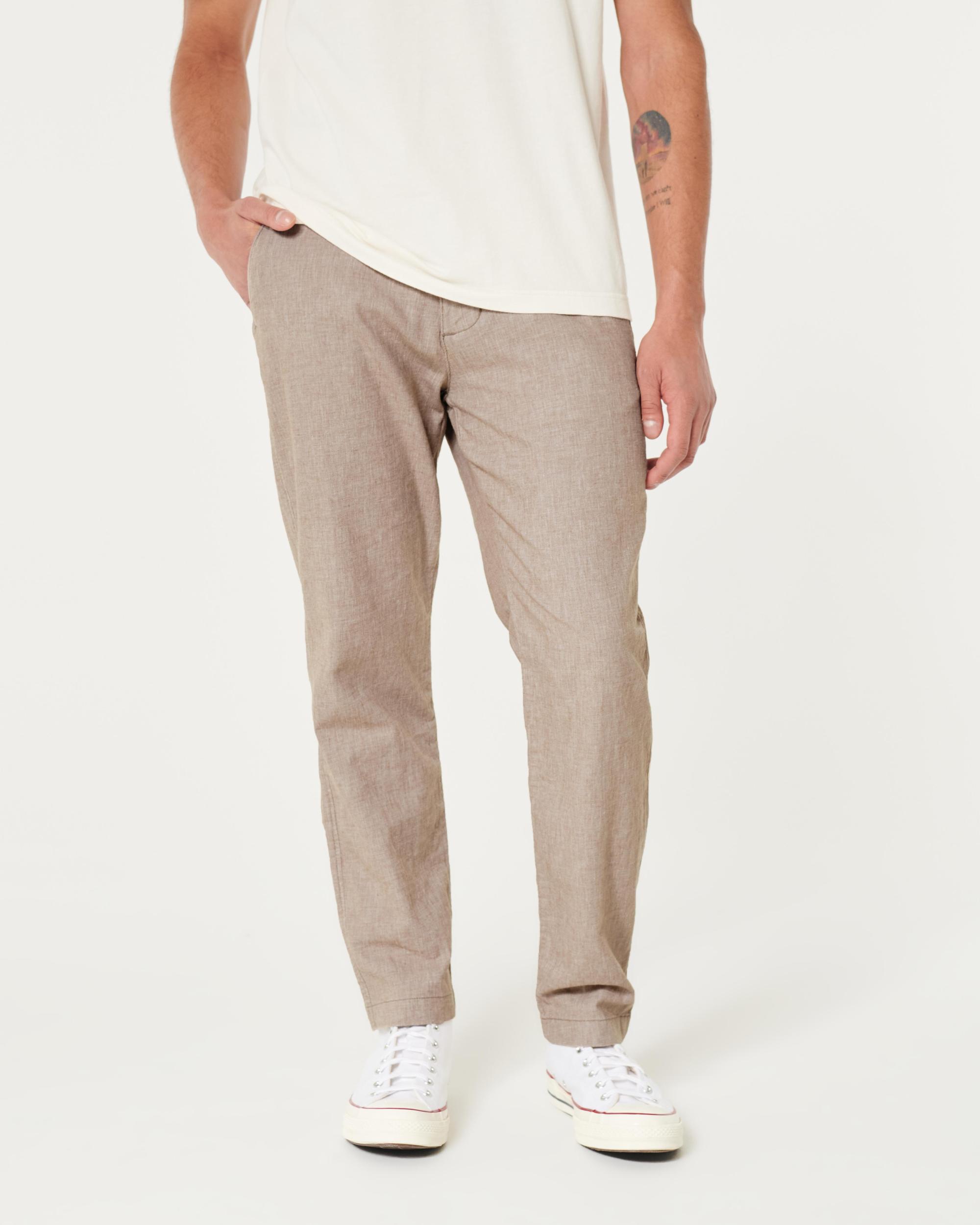 Slim Straight Stretch Linen-Blend Pants Product Image