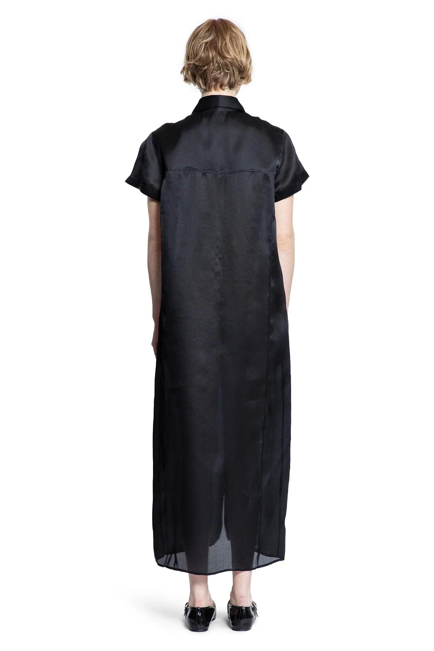 KHAITE Effy Silk And Cotton-blend Organza Midi Shirt Dress In Black Product Image