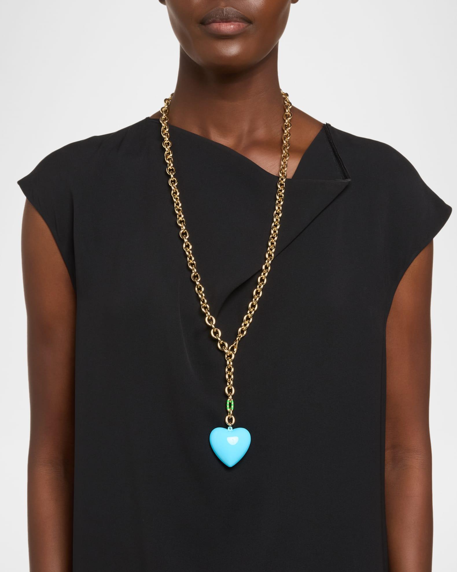 The Puffy Heart Necklace, Turquoise Product Image