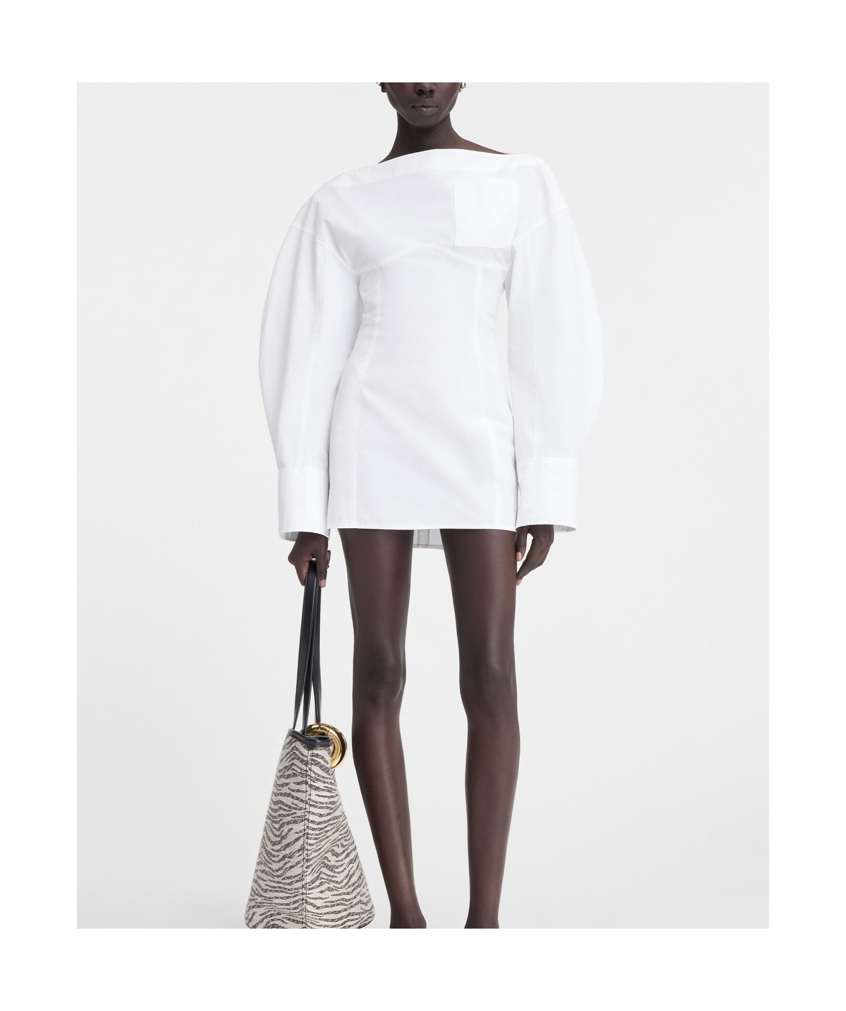 JACQUEMUS La Casaco Long Sleeve Cotton Shirtdress In White Product Image