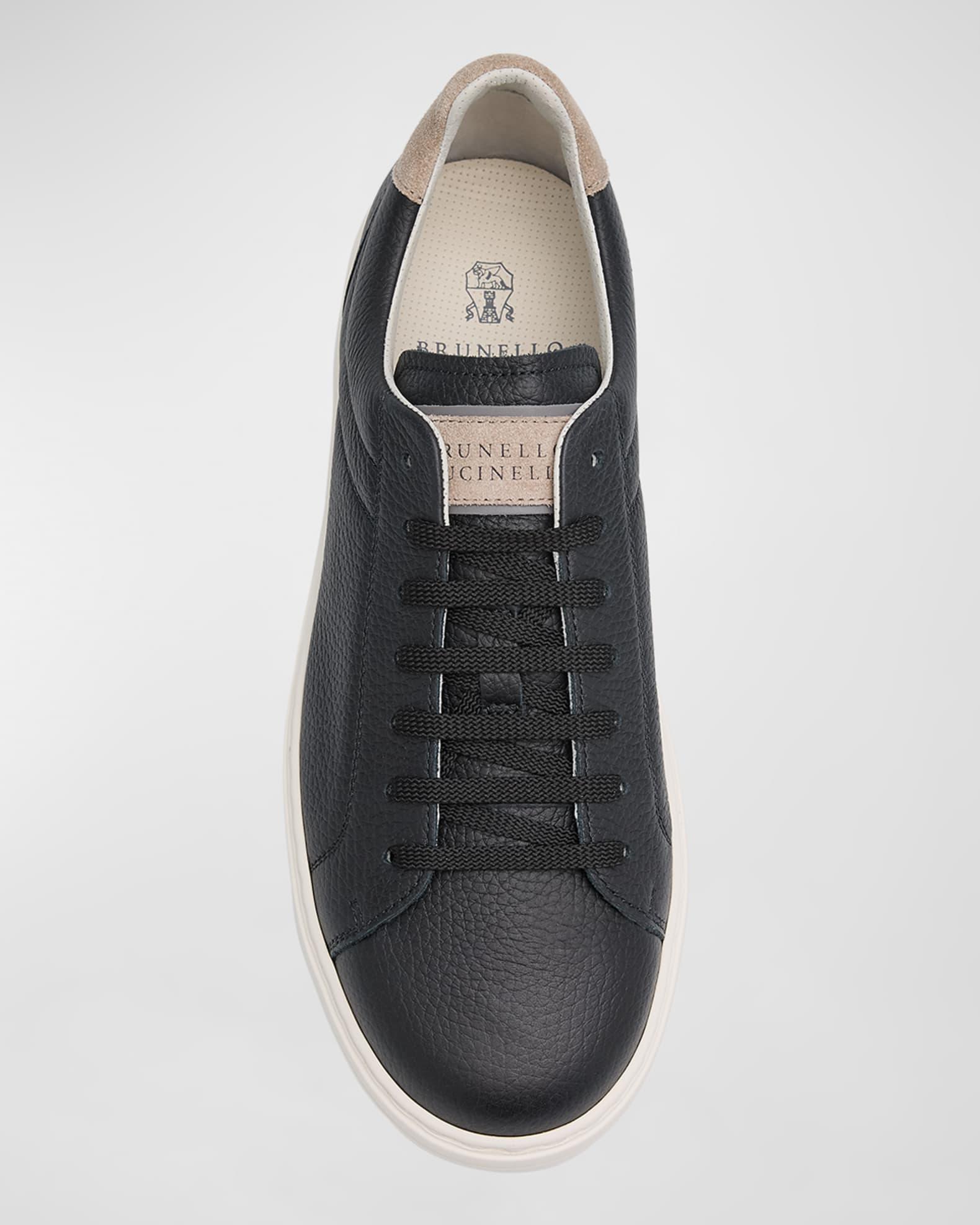 Men's Grained Calfskin Low-Top Sneakers Product Image